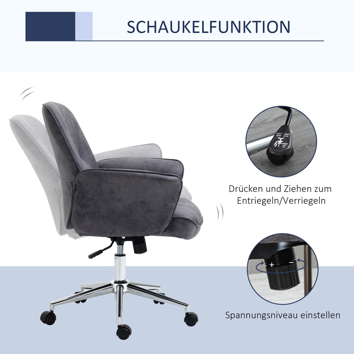 Ergonomisk kontorsstol, höjdjusterbar, 120 kg lastkapacitet