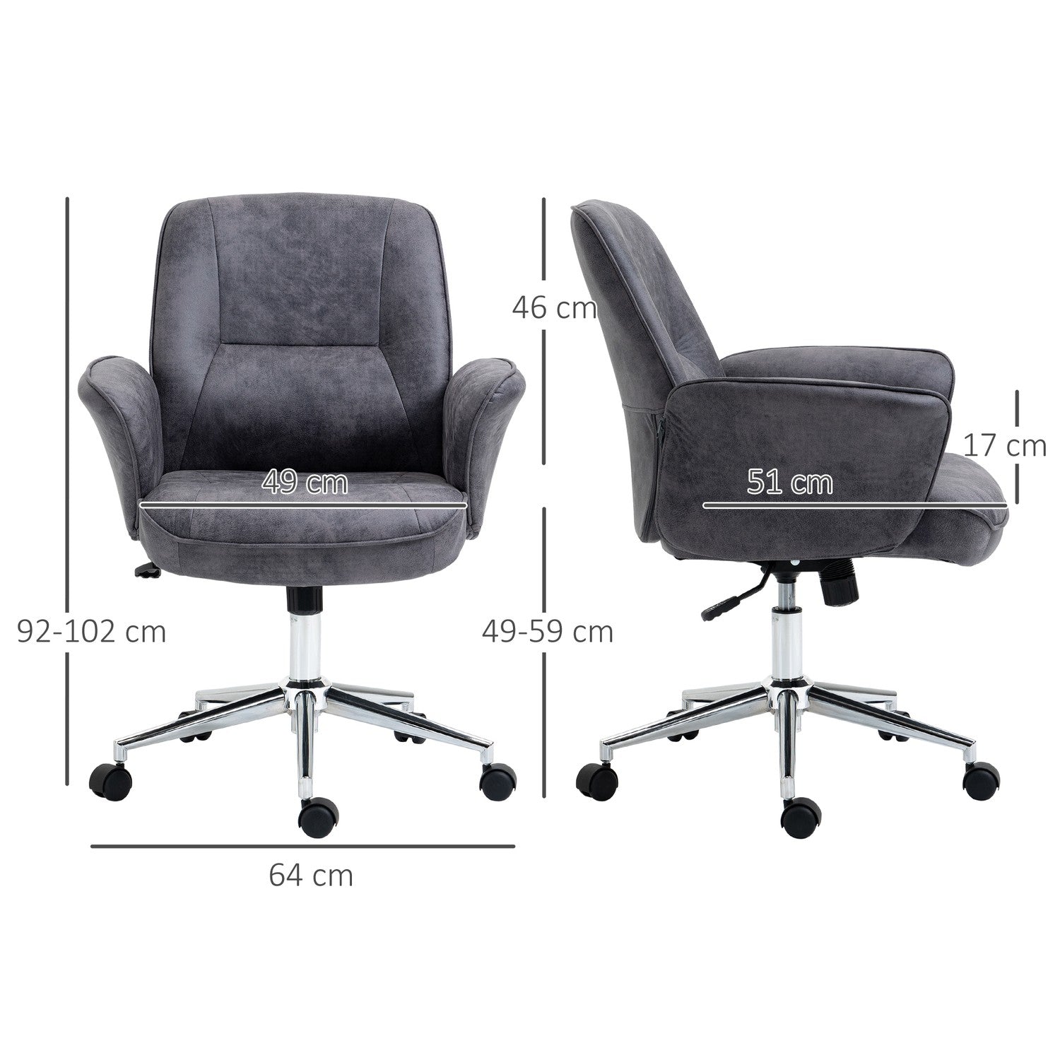 Ergonomisk kontorsstol, höjdjusterbar, 120 kg lastkapacitet