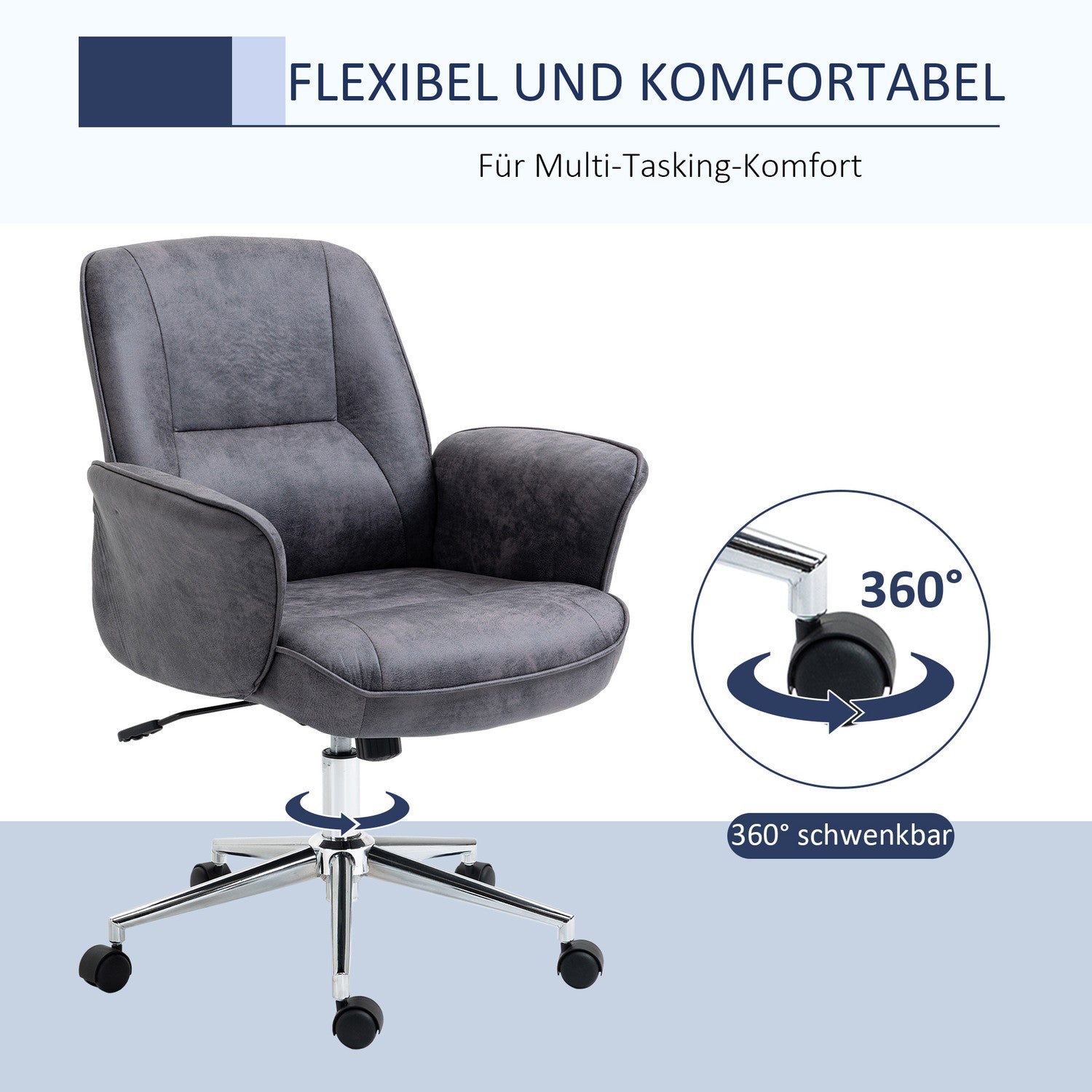 Ergonomisk kontorsstol, höjdjusterbar, 120 kg lastkapacitet