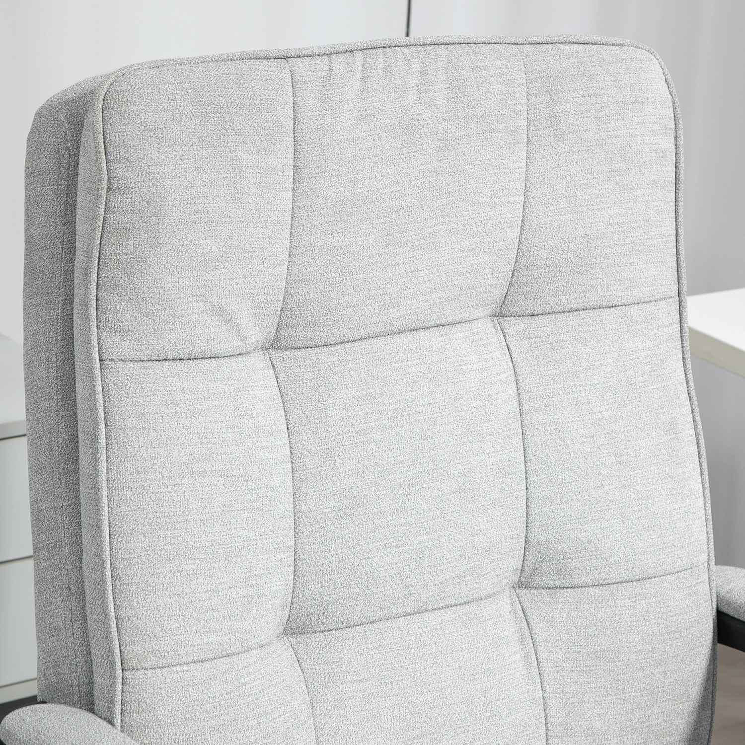 Ergonomisk kontorsstol, justerbar med armstöd, grått linne