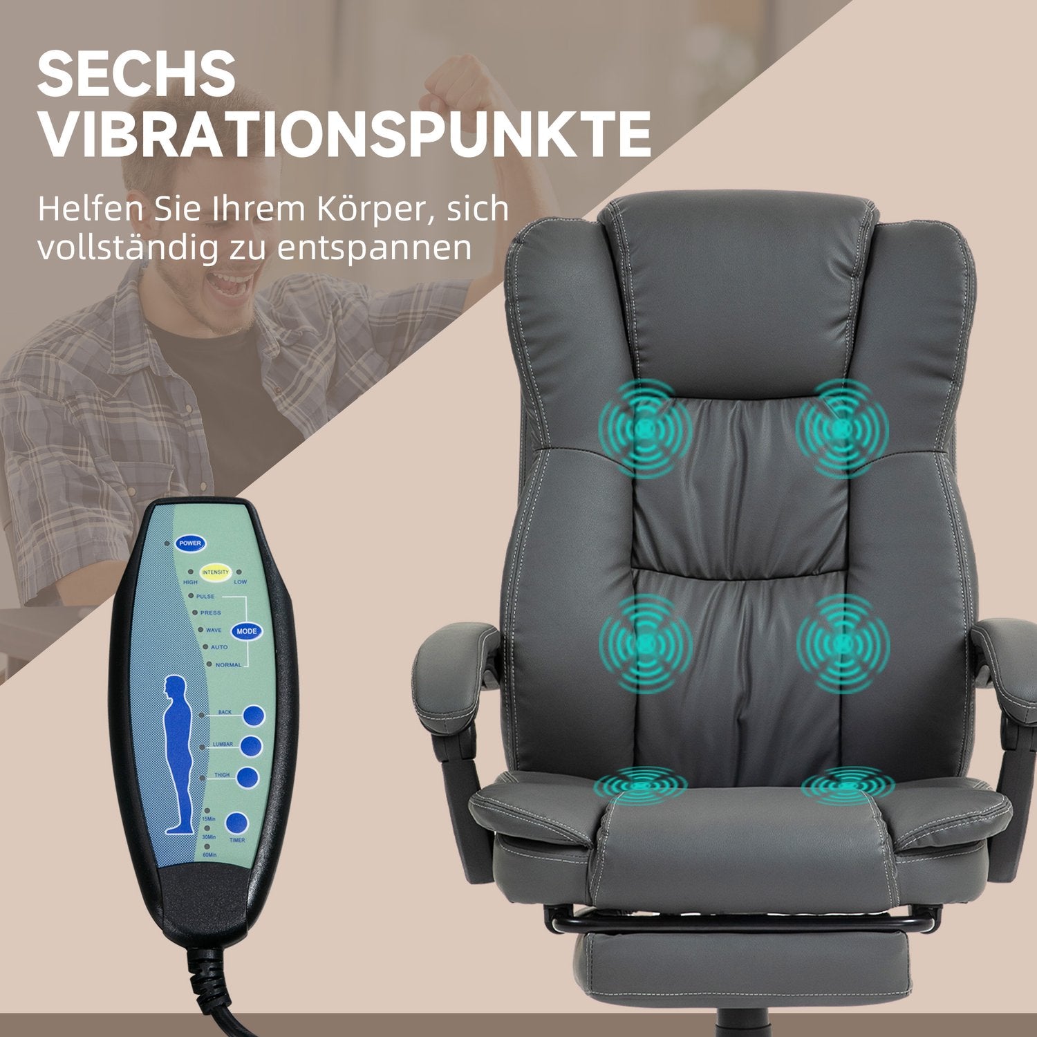 Ergonomisk kontorsstol med massage och vila