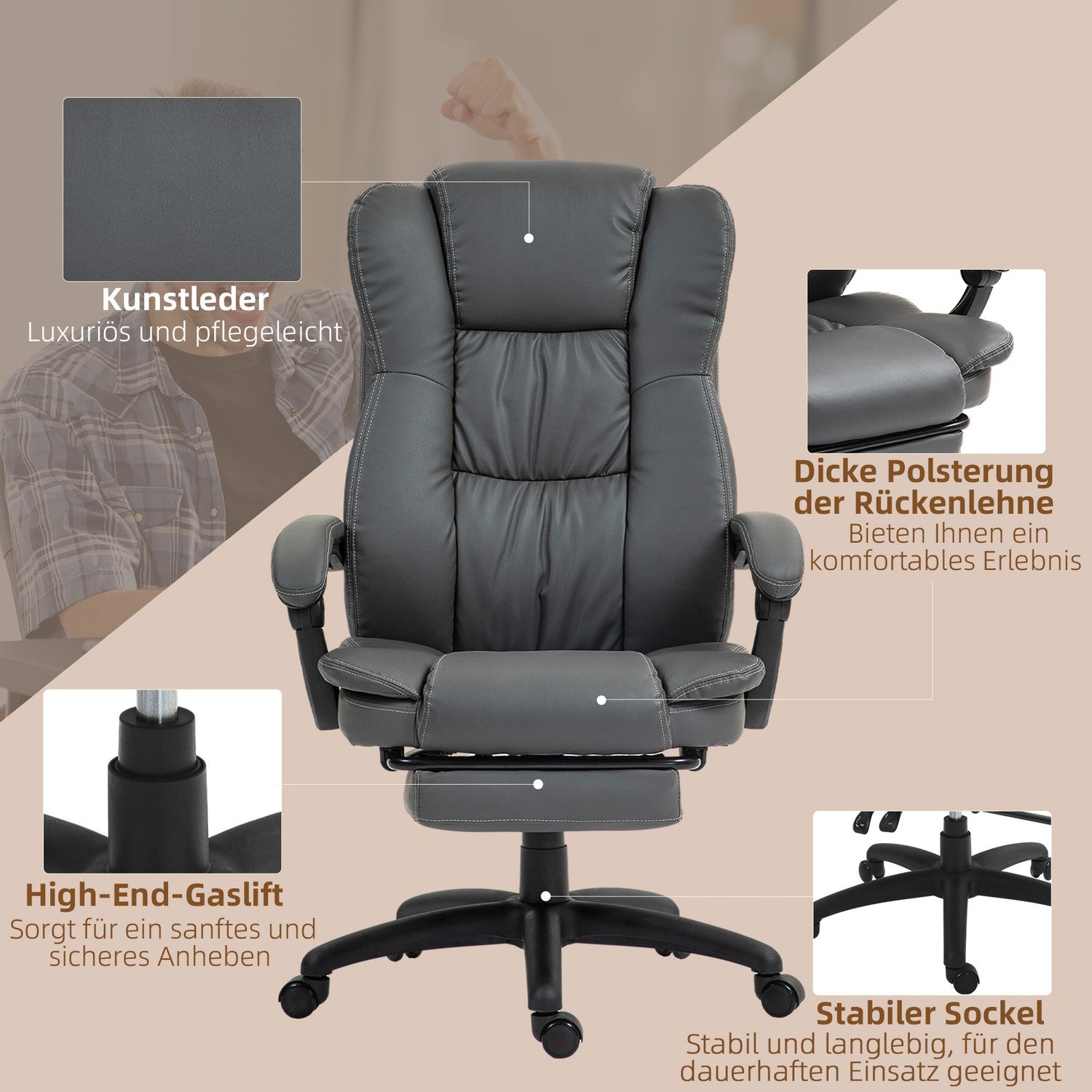 Ergonomisk kontorsstol med massage och vila
