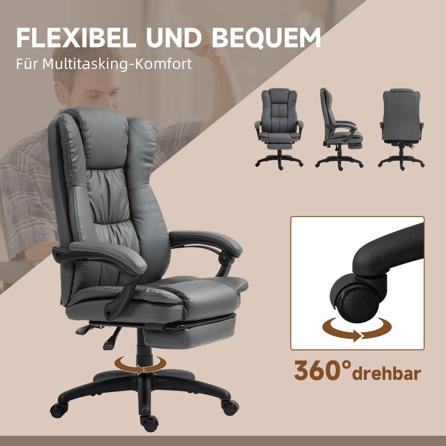 Ergonomisk kontorsstol med massage och vila