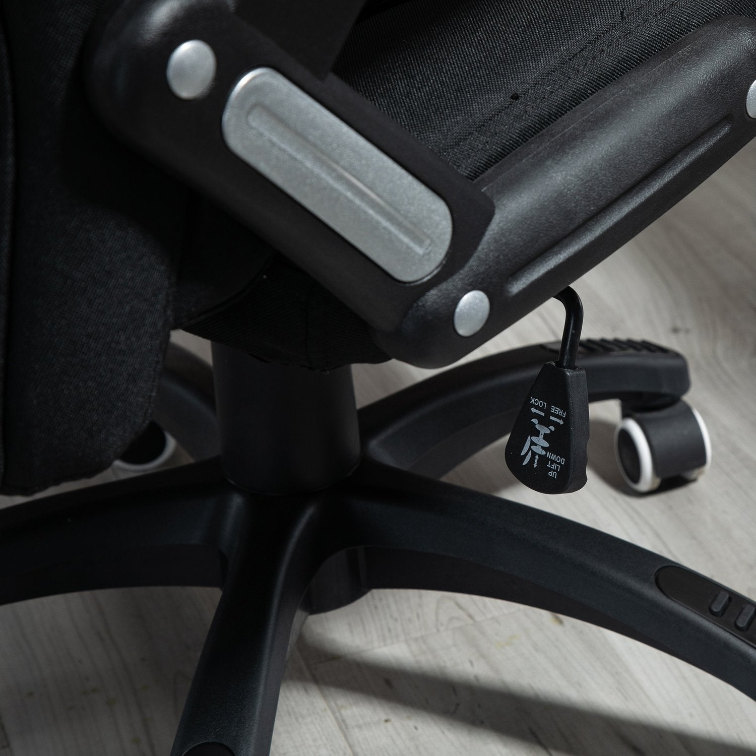 Ergonomisk kontorsstol, justerbar höjd, svart polyester