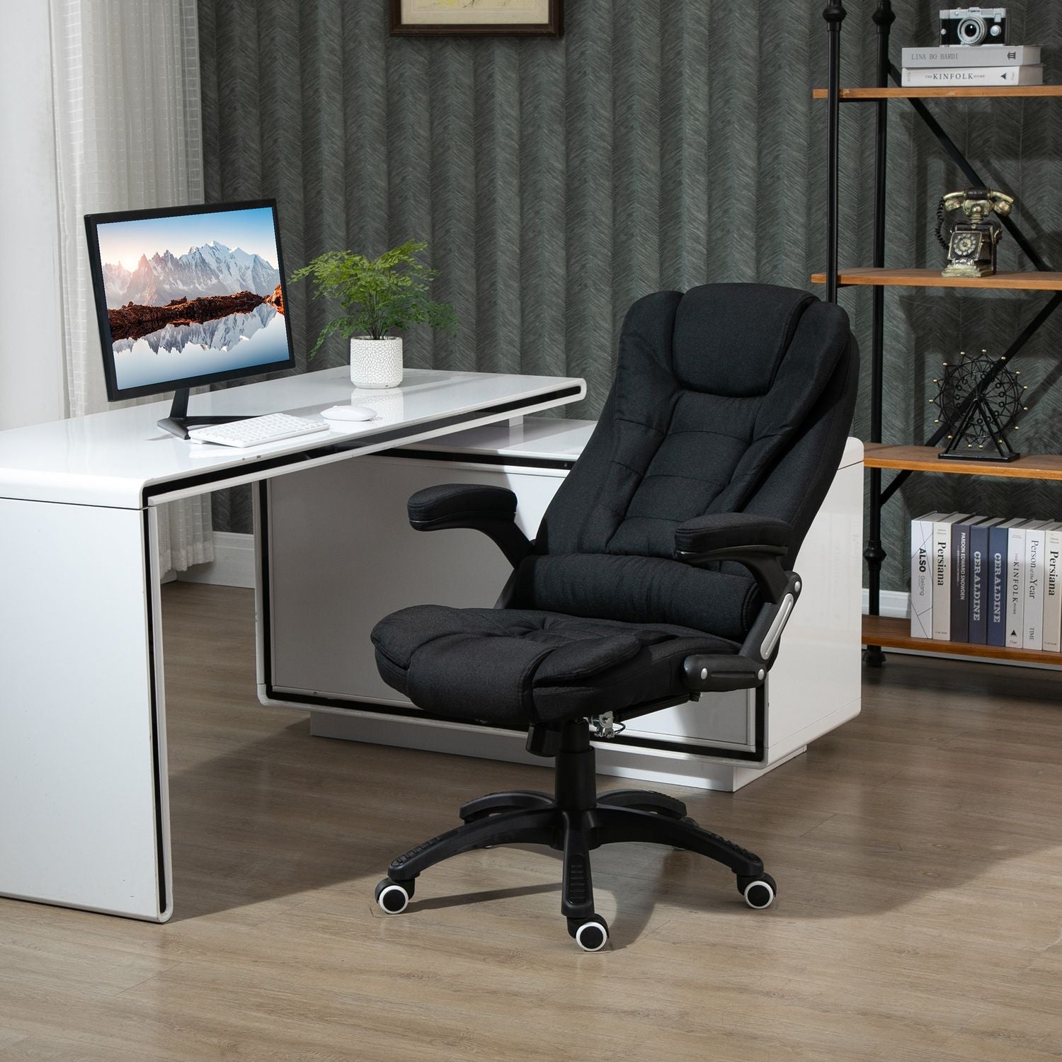 Ergonomisk kontorsstol, justerbar höjd, svart polyester