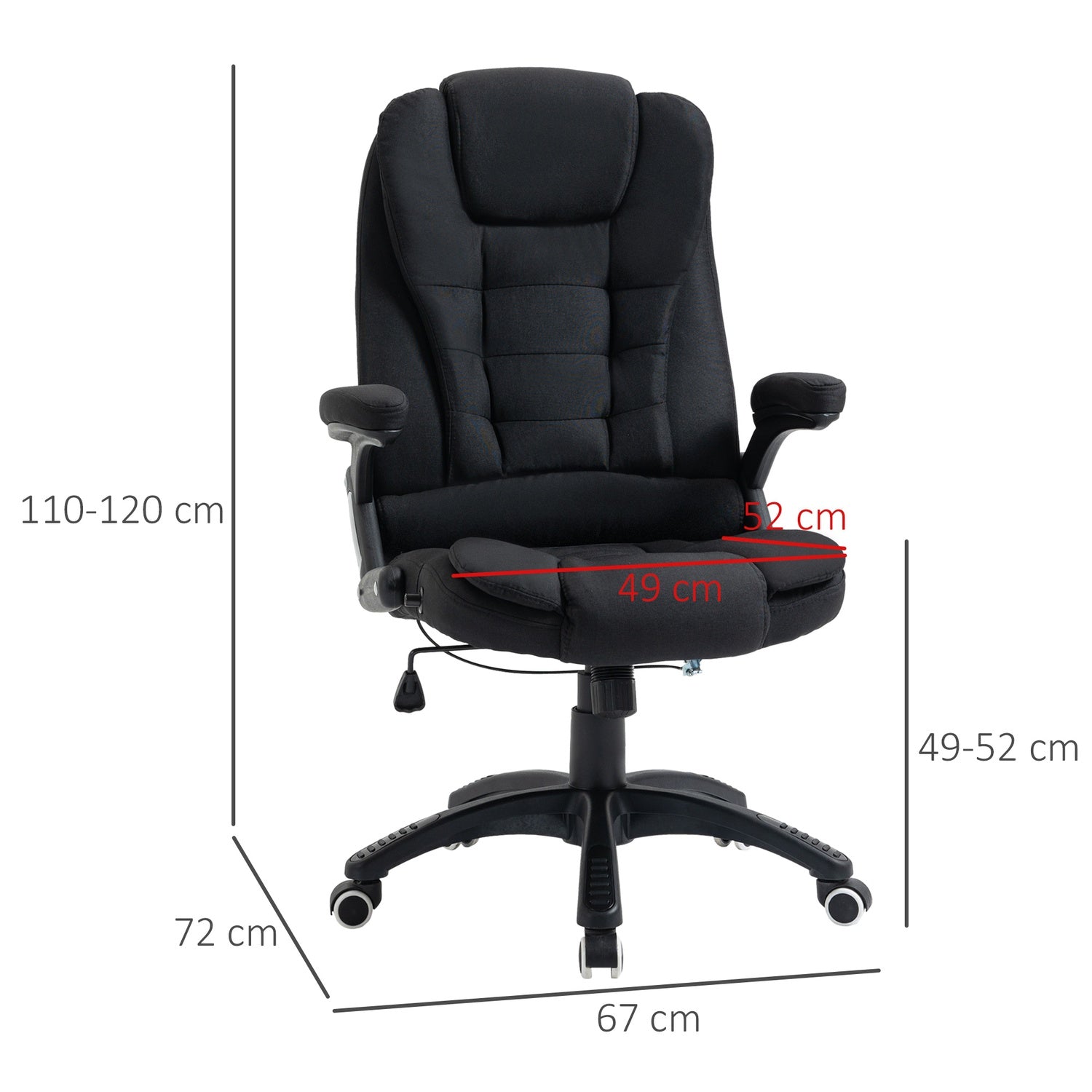 Ergonomisk kontorsstol, justerbar höjd, svart polyester