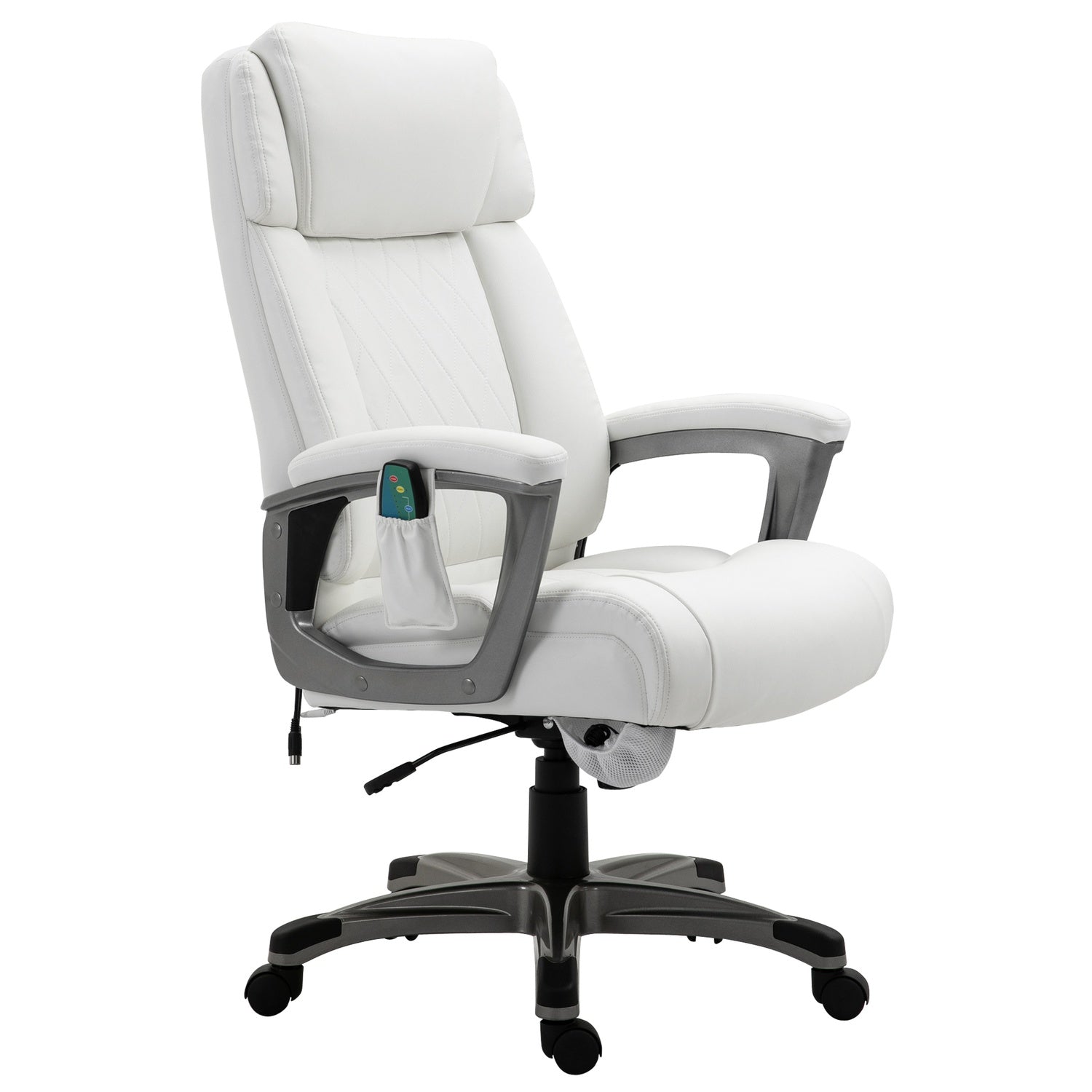 Ergonomisk vridbar kontorsstol, massage, konstläder, vit