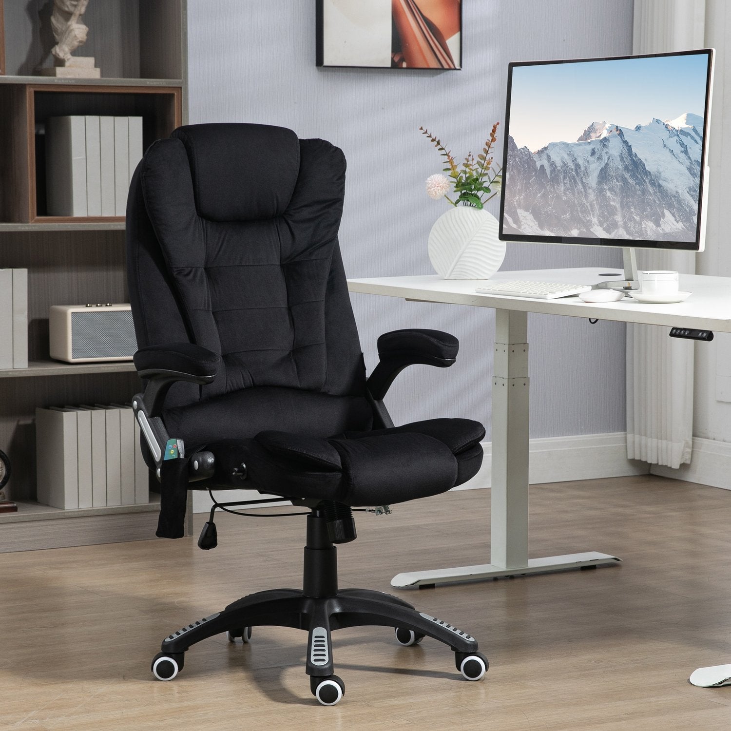 Ergonomisk kontorsstol, massage & värme, justerbar, 120 kg-gräns