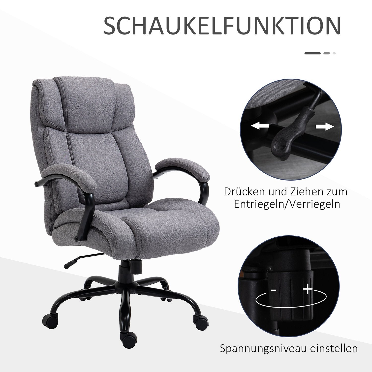 Ergonomisk kontorsspelstol – vridbar, 220 kg kapacitet