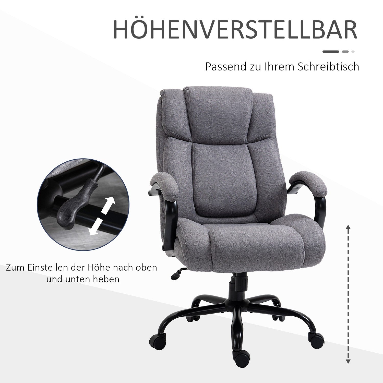 Ergonomisk kontorsspelstol – vridbar, 220 kg kapacitet