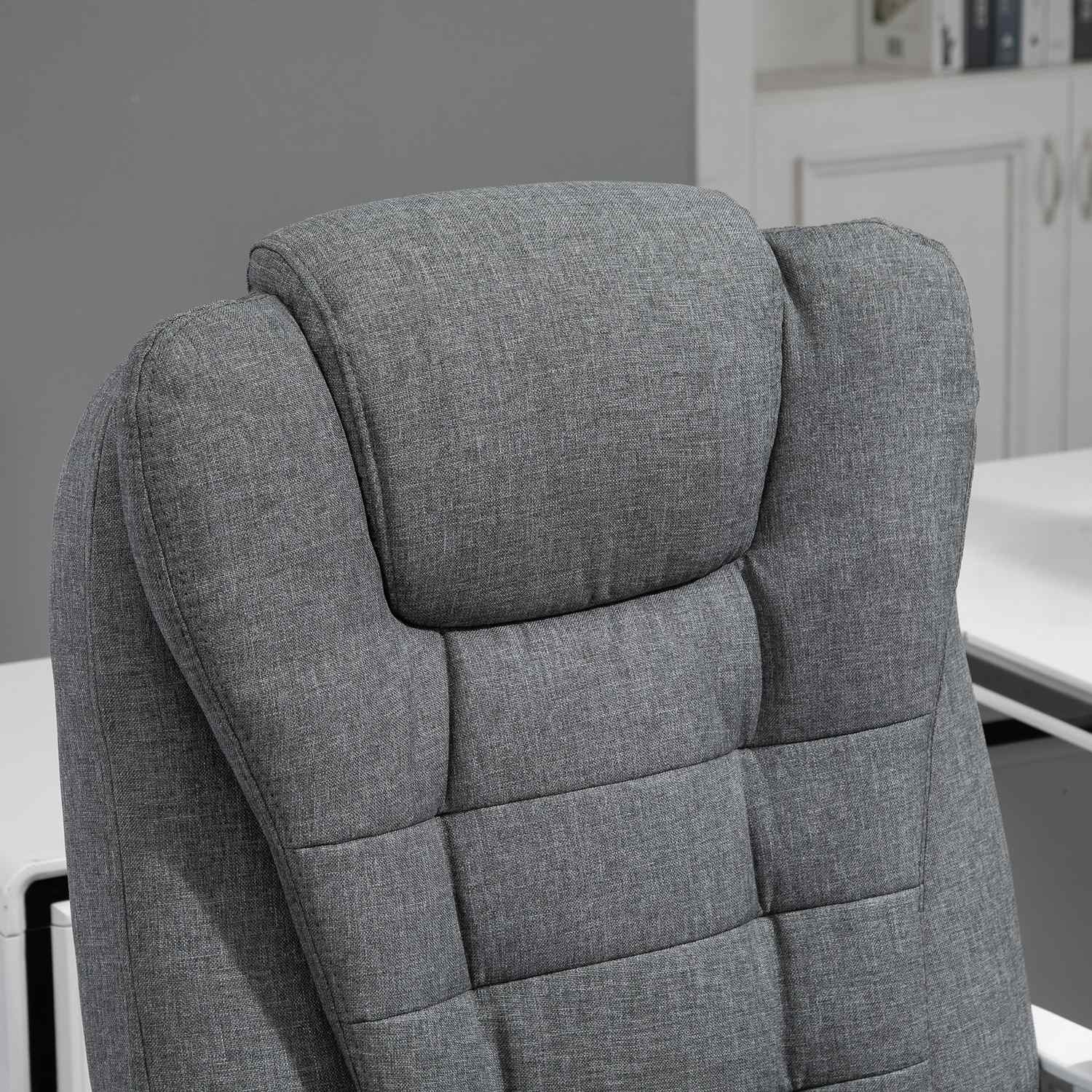 Kontorsstol med fotstöd, höjdjusterbar, linne-look
