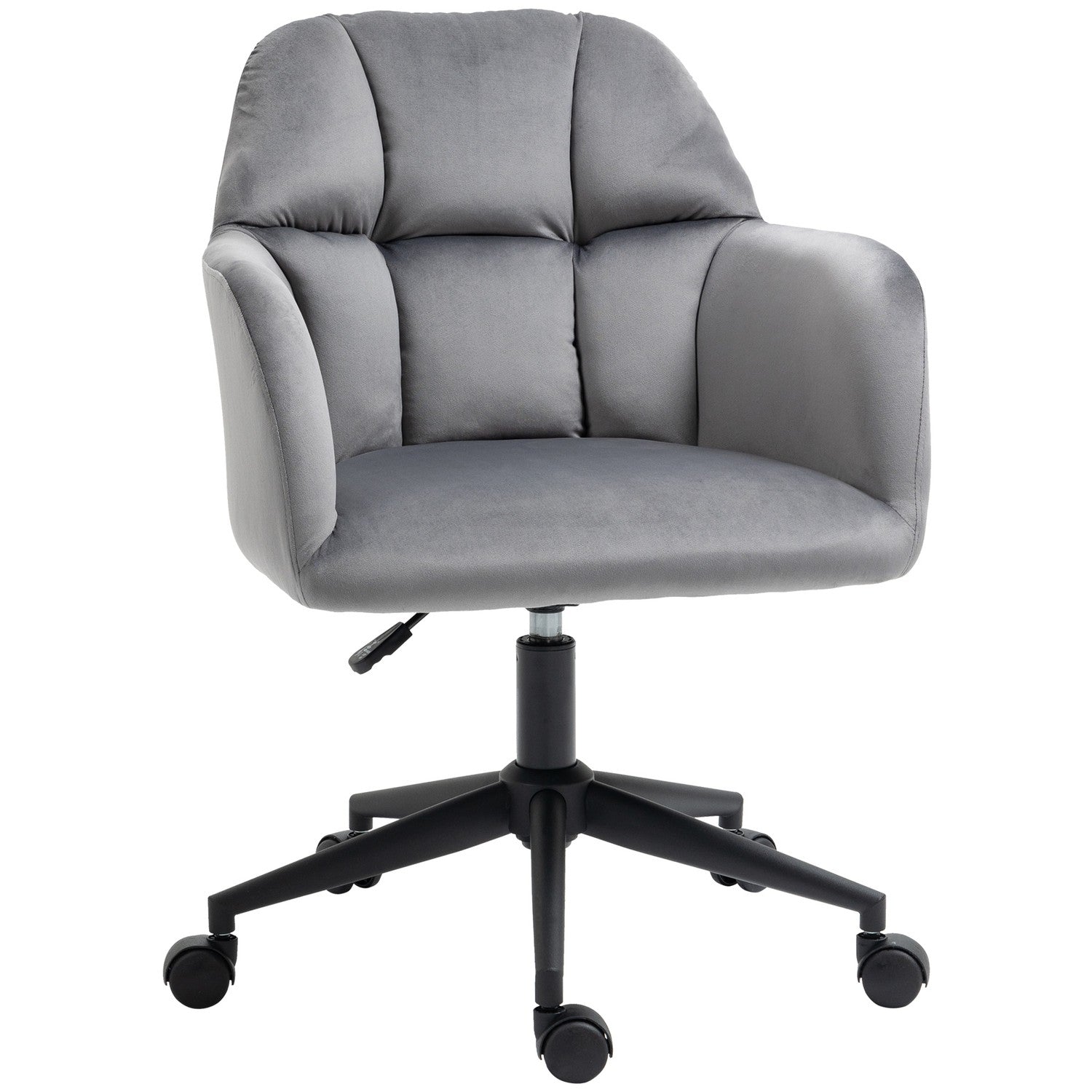 Ergonomisk kontorsstol i sammet, höjdjusterbar, grå