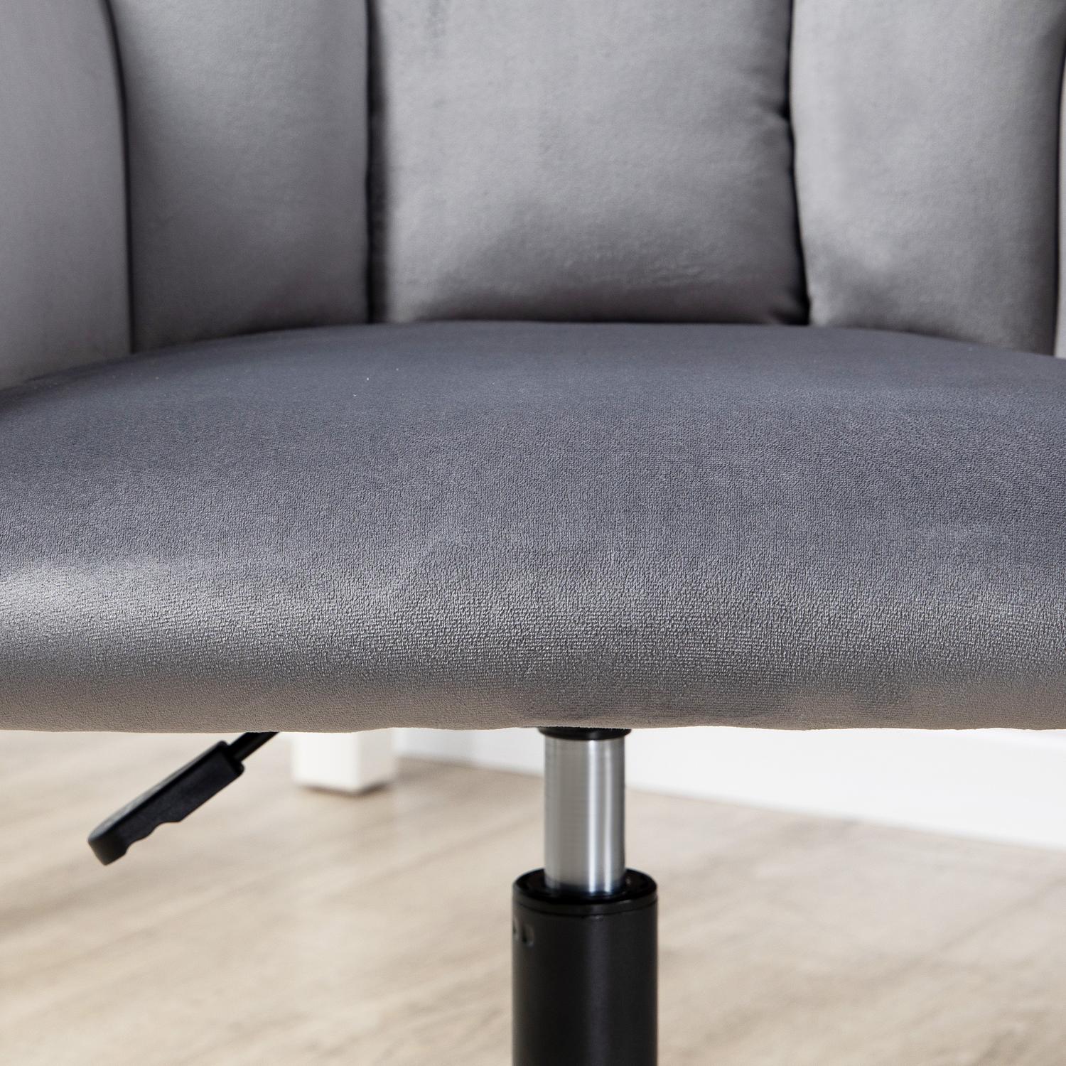Ergonomisk kontorsstol i sammet, höjdjusterbar, grå