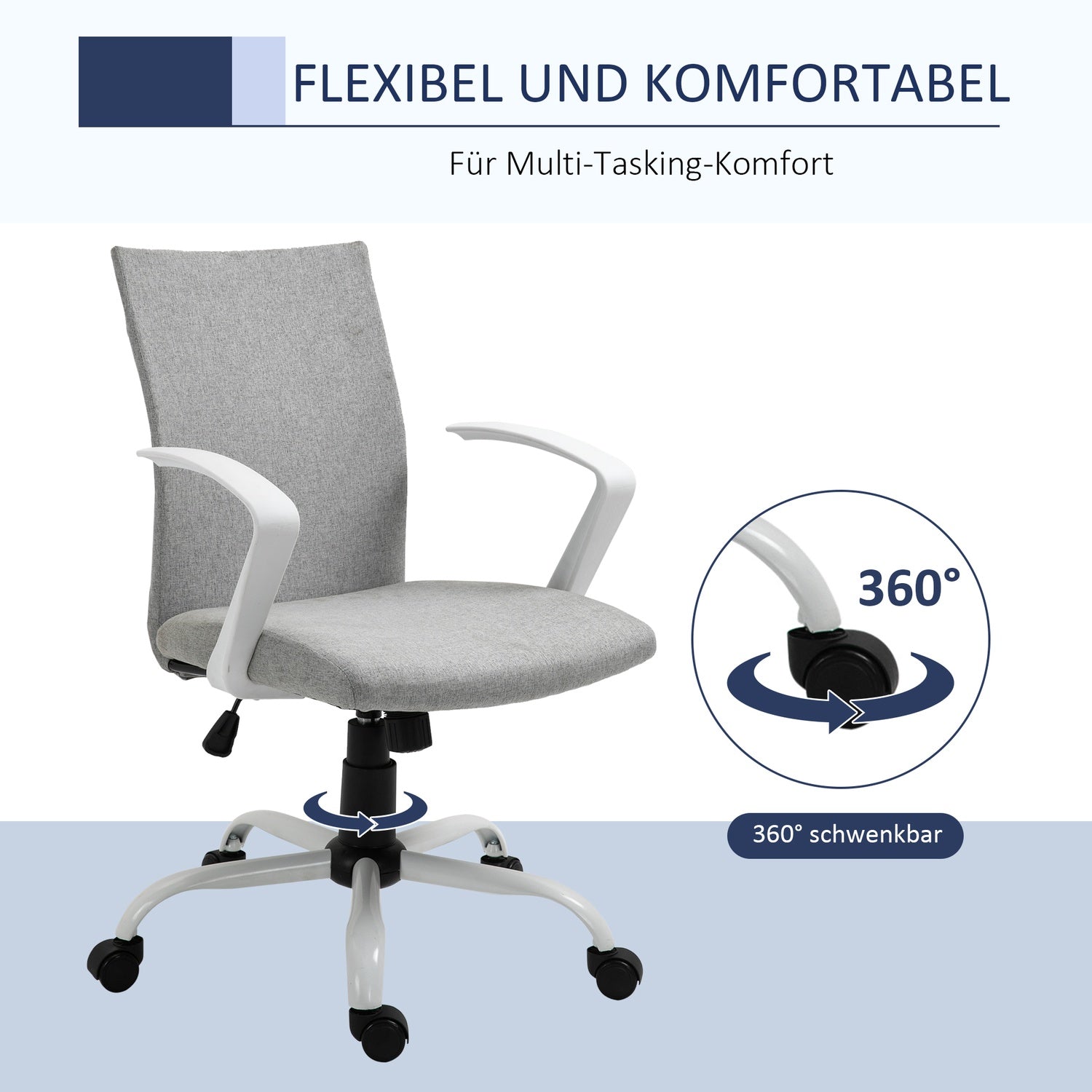 Ergonomisk kontorsstol med nackstöd, meshrygg och svängbara hjul
