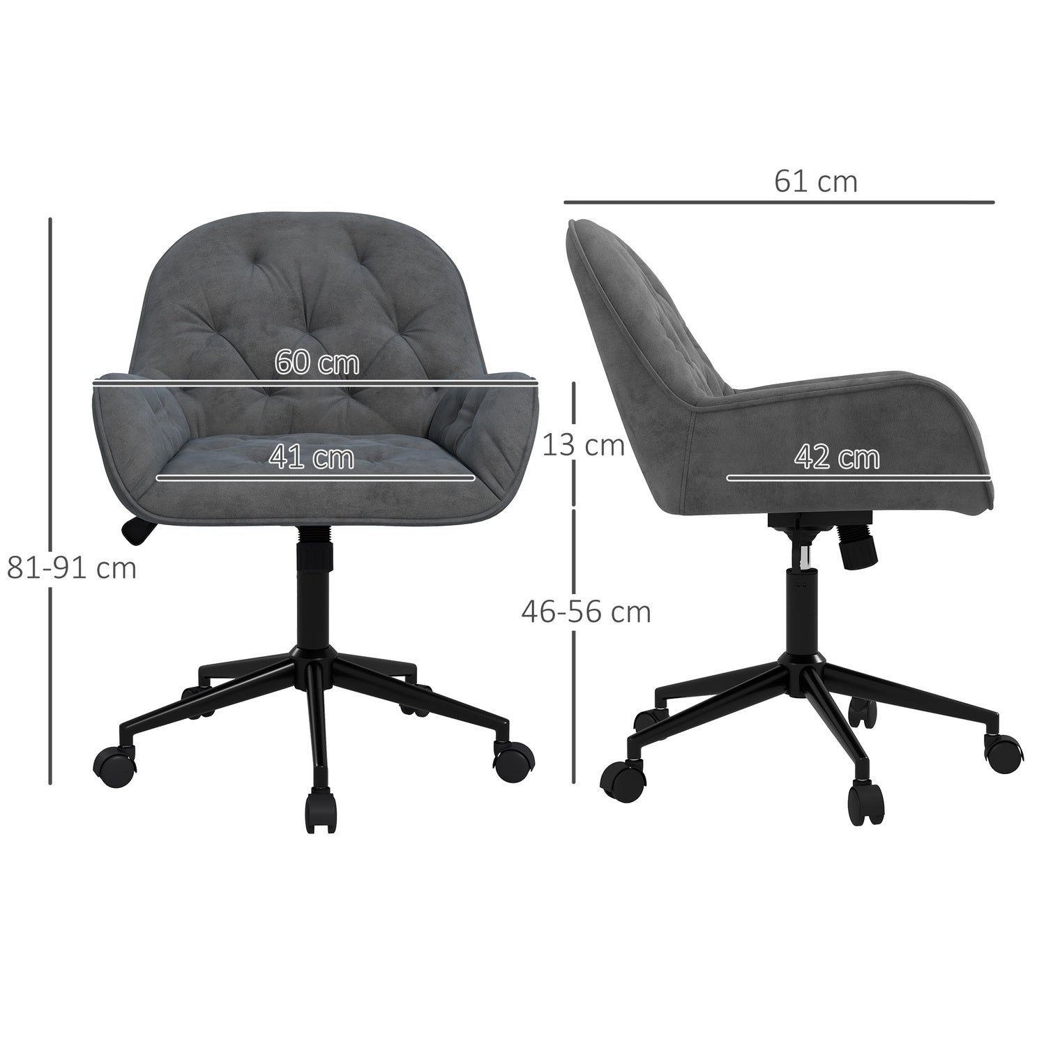 Ergonomisk kontorsstol, höjdjusterbar, sammetslook