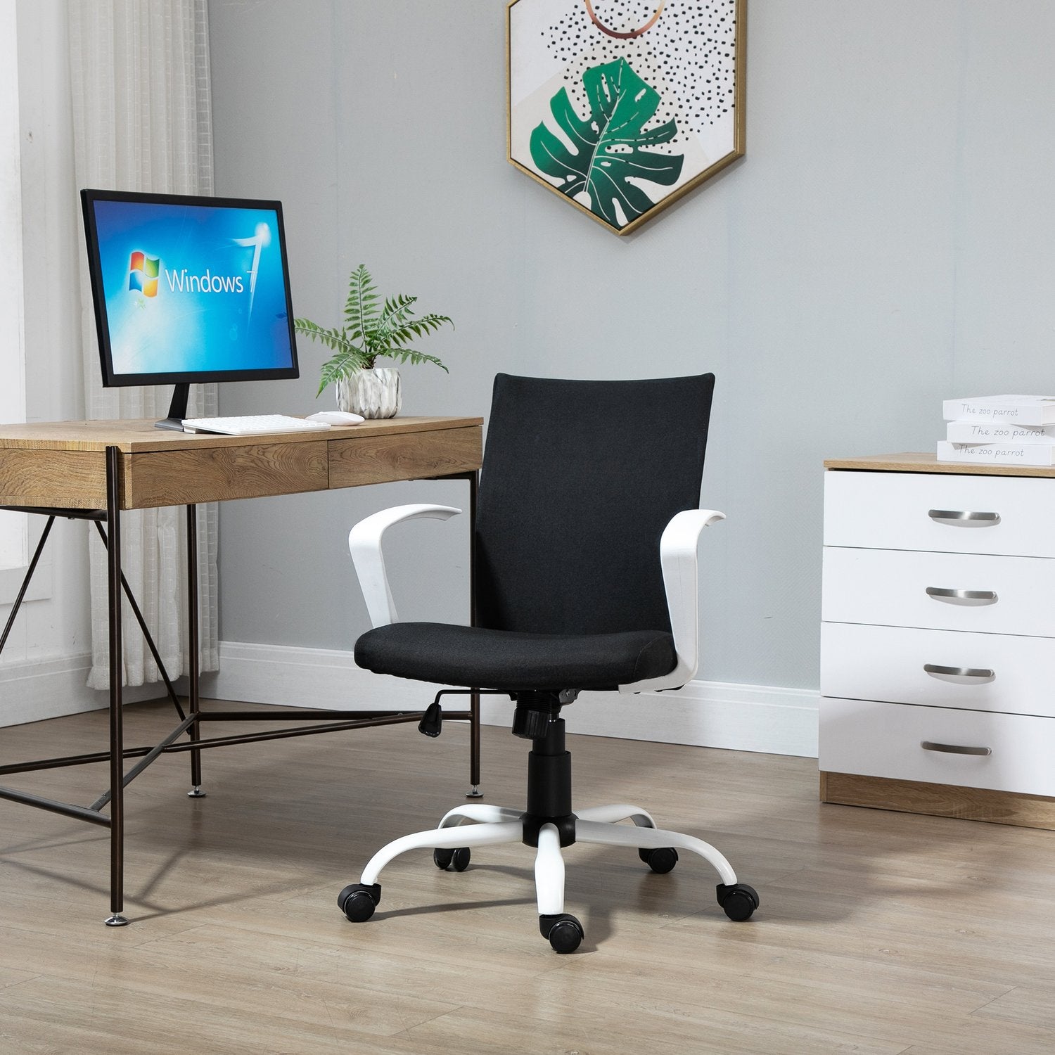 Kontorsstol, ergonomisk meshrygg, 360° vridbar, svart