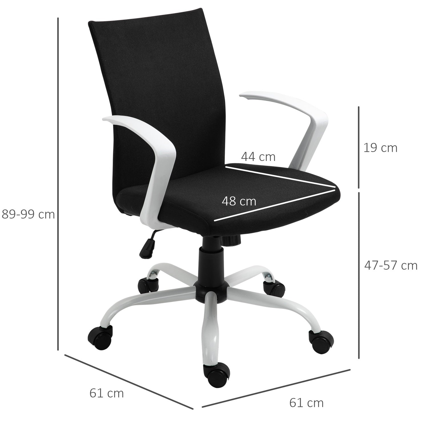 Kontorsstol, ergonomisk meshrygg, 360° vridbar, svart