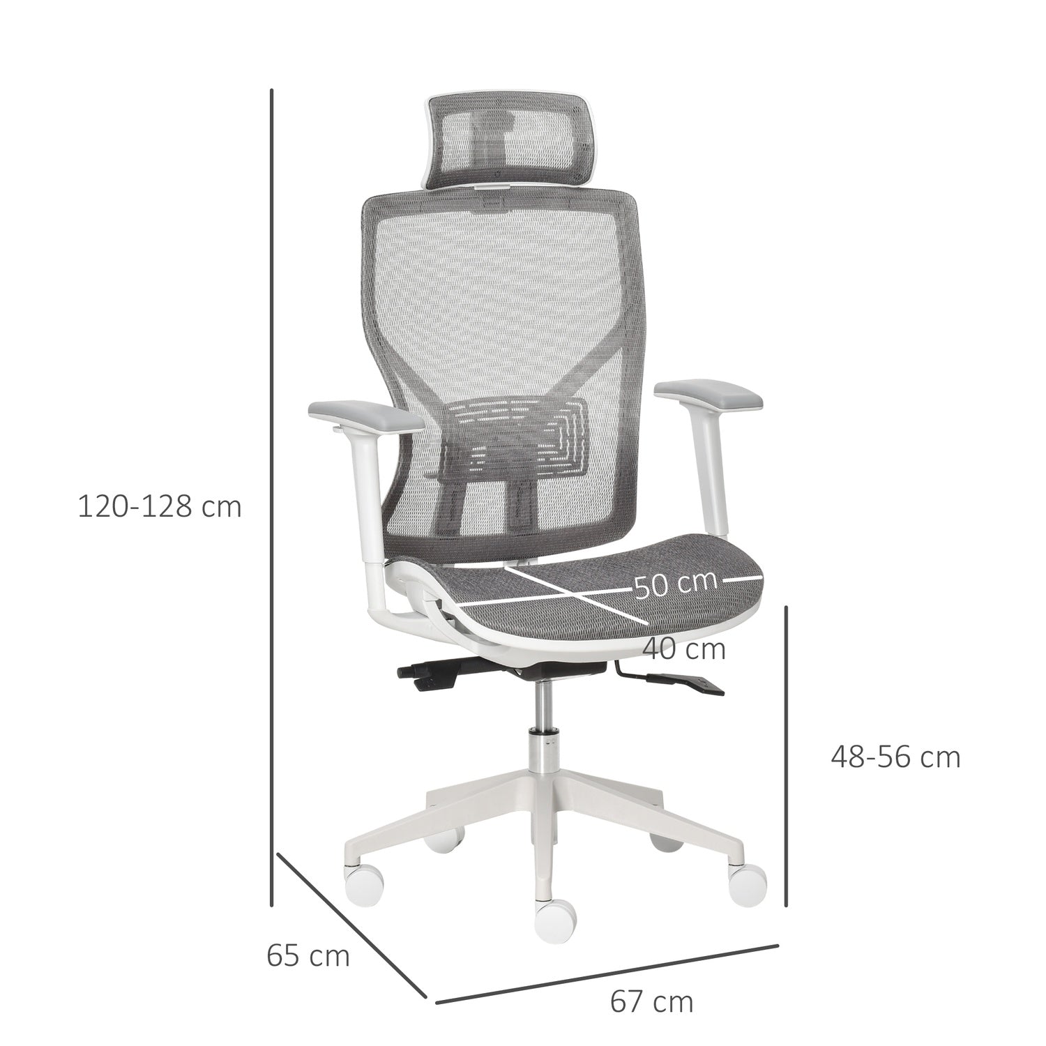 Ergonomisk spelkontorsstol, vridbar med svankstöd och 3D-armstöd