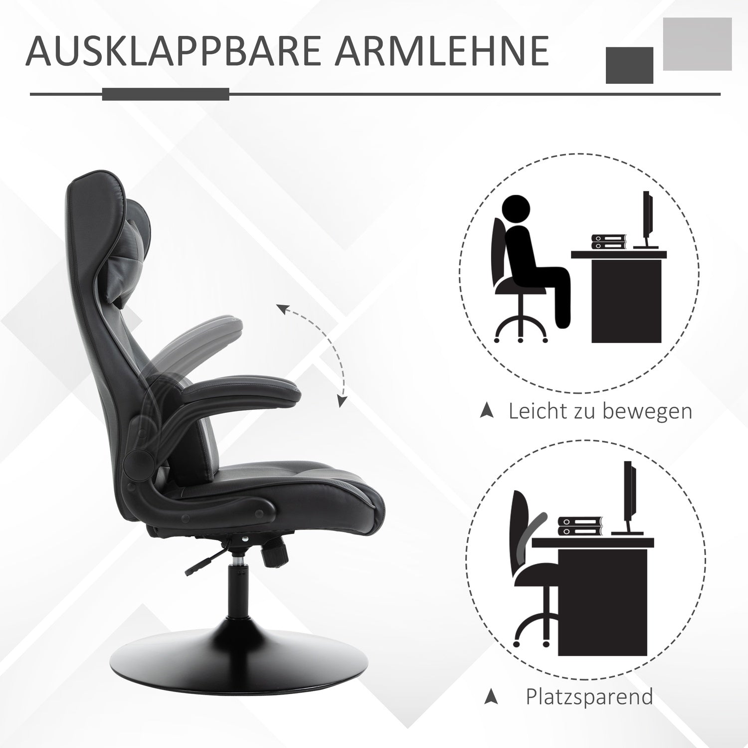 Ergonomisk kontorsstol – justerbar i höjdled, vadderad, svart