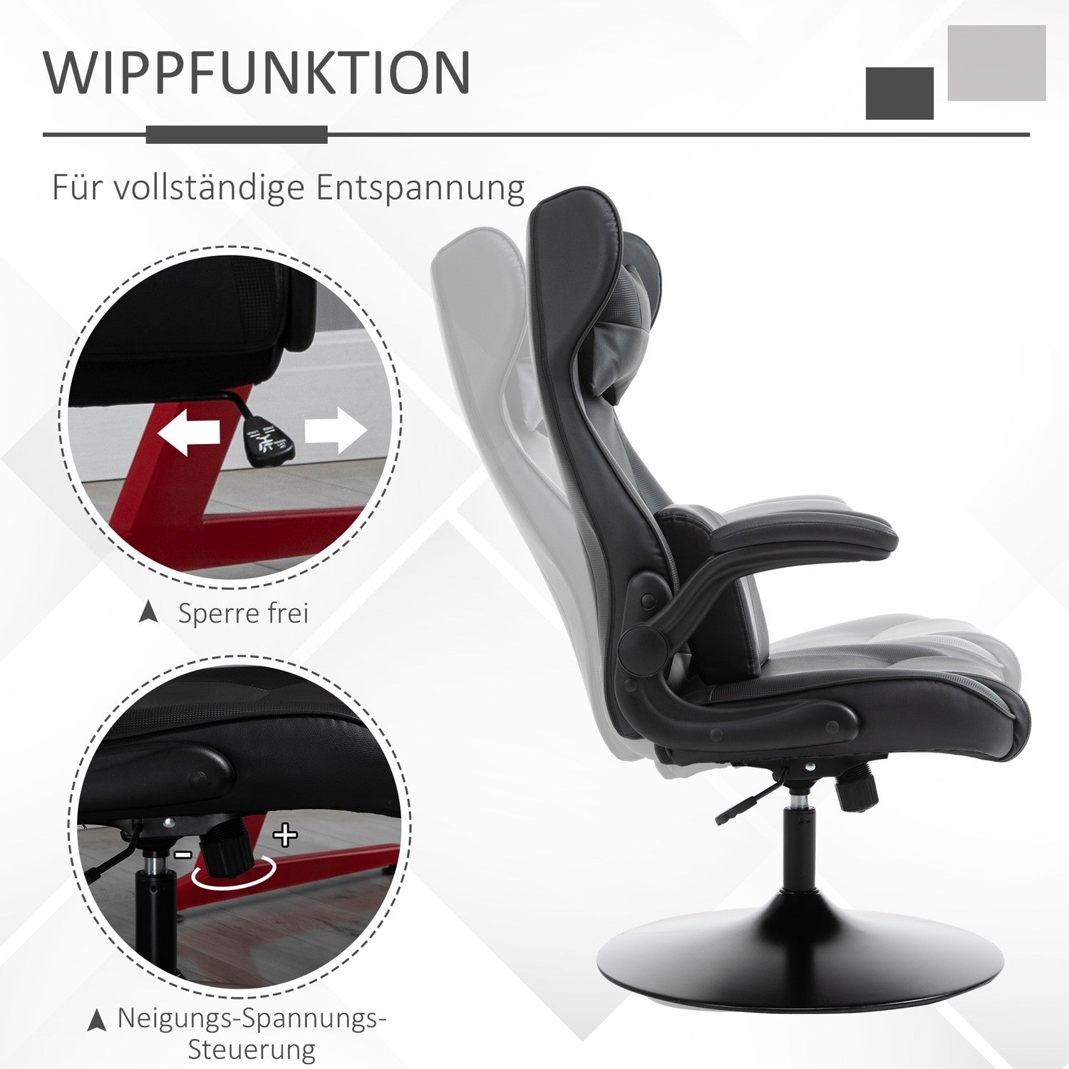 Ergonomisk kontorsstol – justerbar i höjdled, vadderad, svart