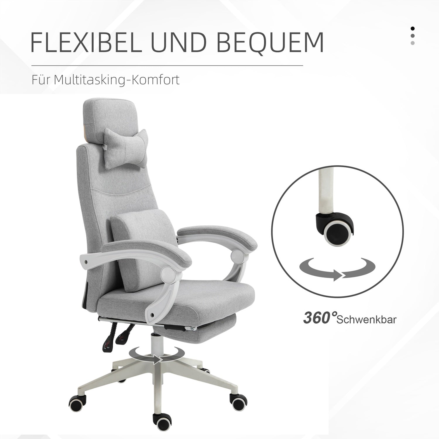 Ergonomisk spelkontorsstol, hjul och justerbar höjd