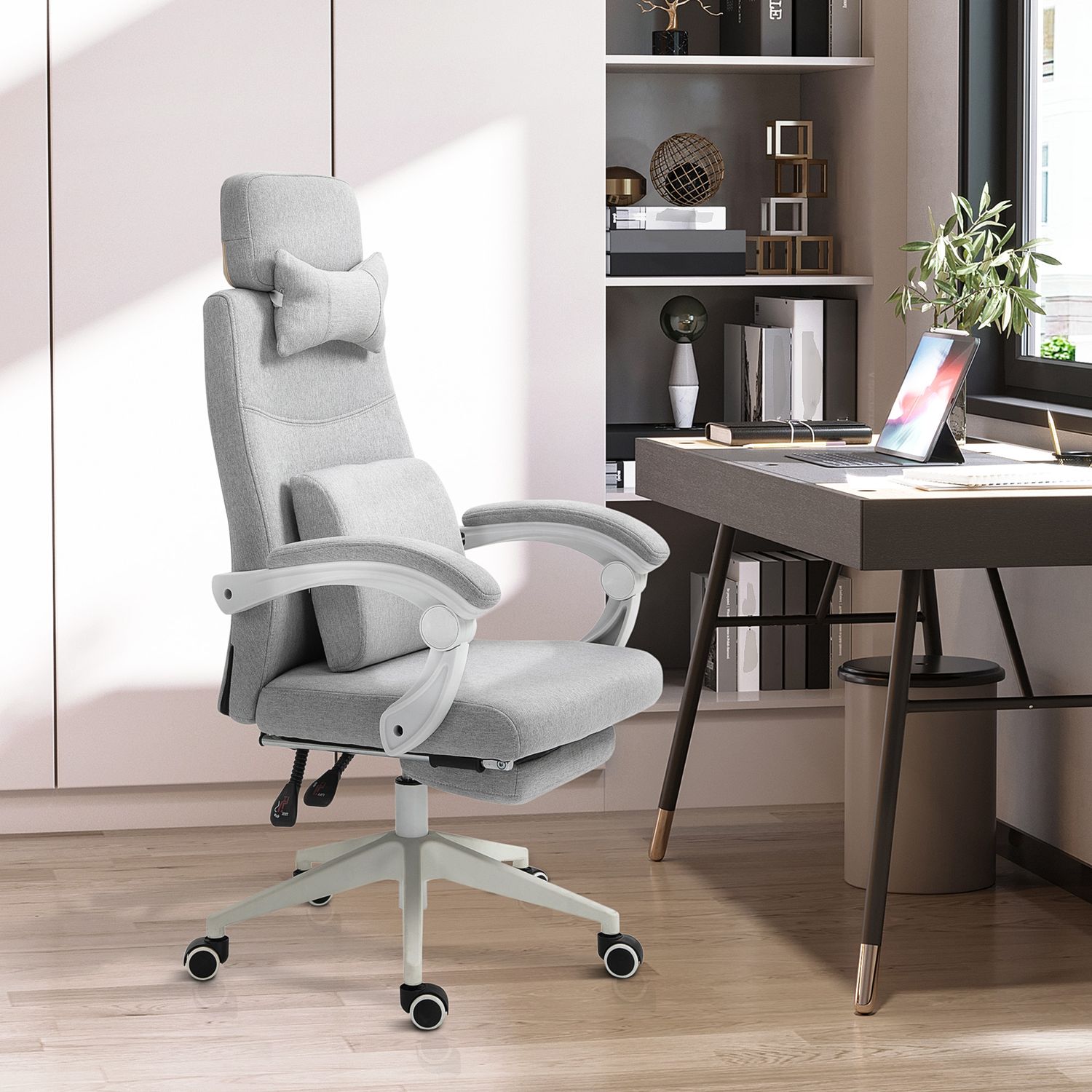 Ergonomisk spelkontorsstol, hjul och justerbar höjd