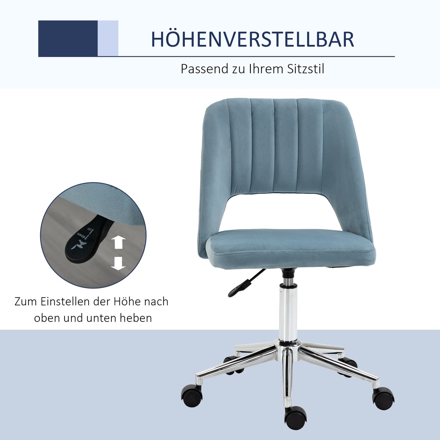 Höjdjusterbar kontorsstol – 360° svängbar skumsits