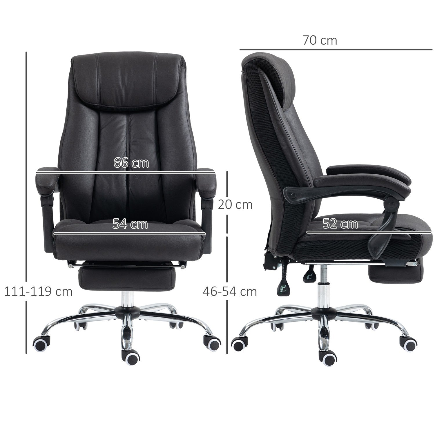 Executive Office Stol, justerbar höjd, svart mikrofiber