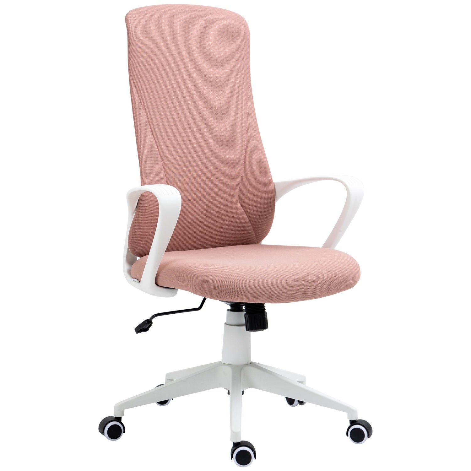 Ergonomisk rosa kontorsstol, höjdjusterbar, stretchtyg
