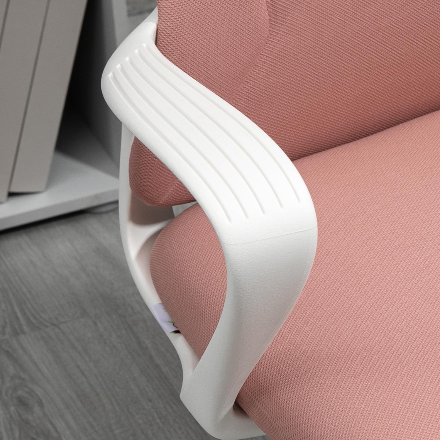 Ergonomisk rosa kontorsstol, höjdjusterbar, stretchtyg