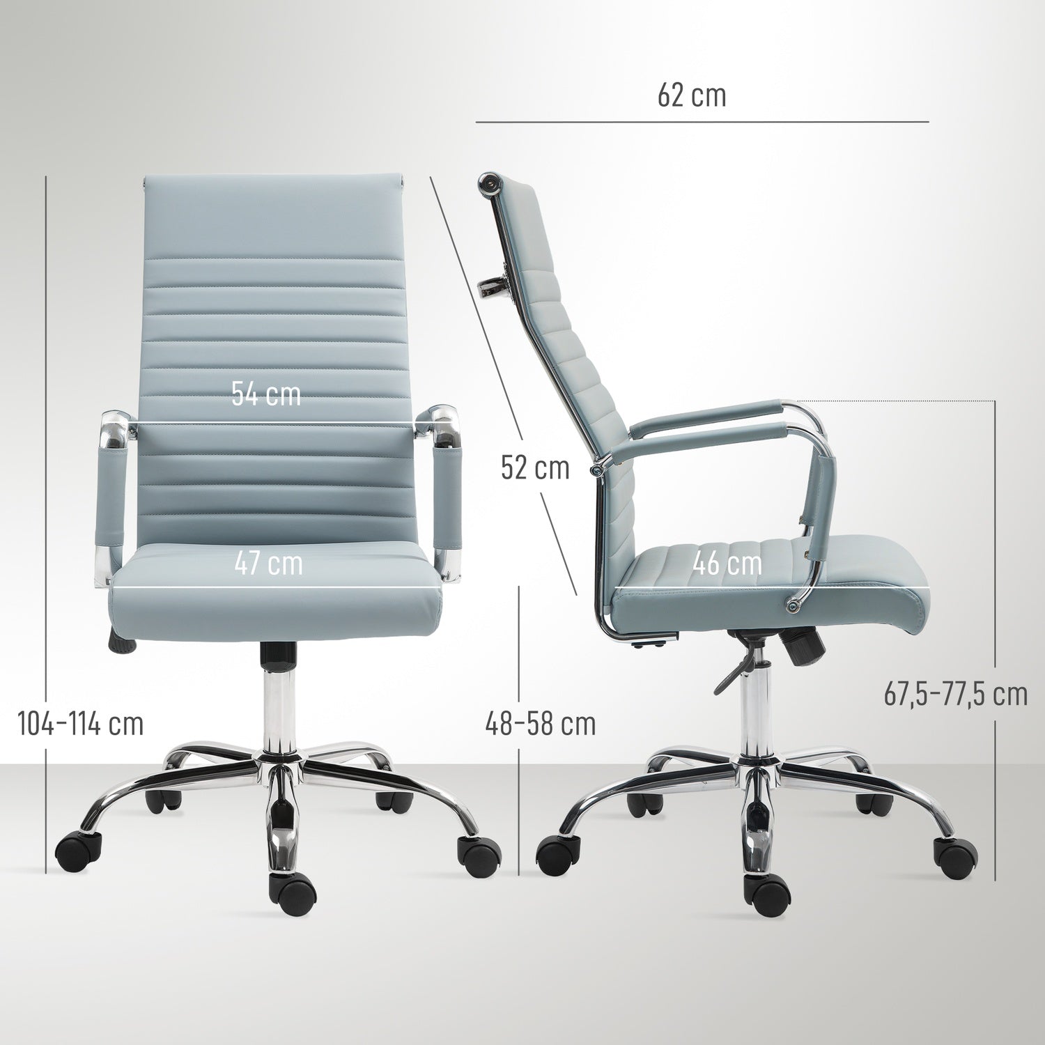Ergonomisk kontorsstol, justerbar höjd, konstläder