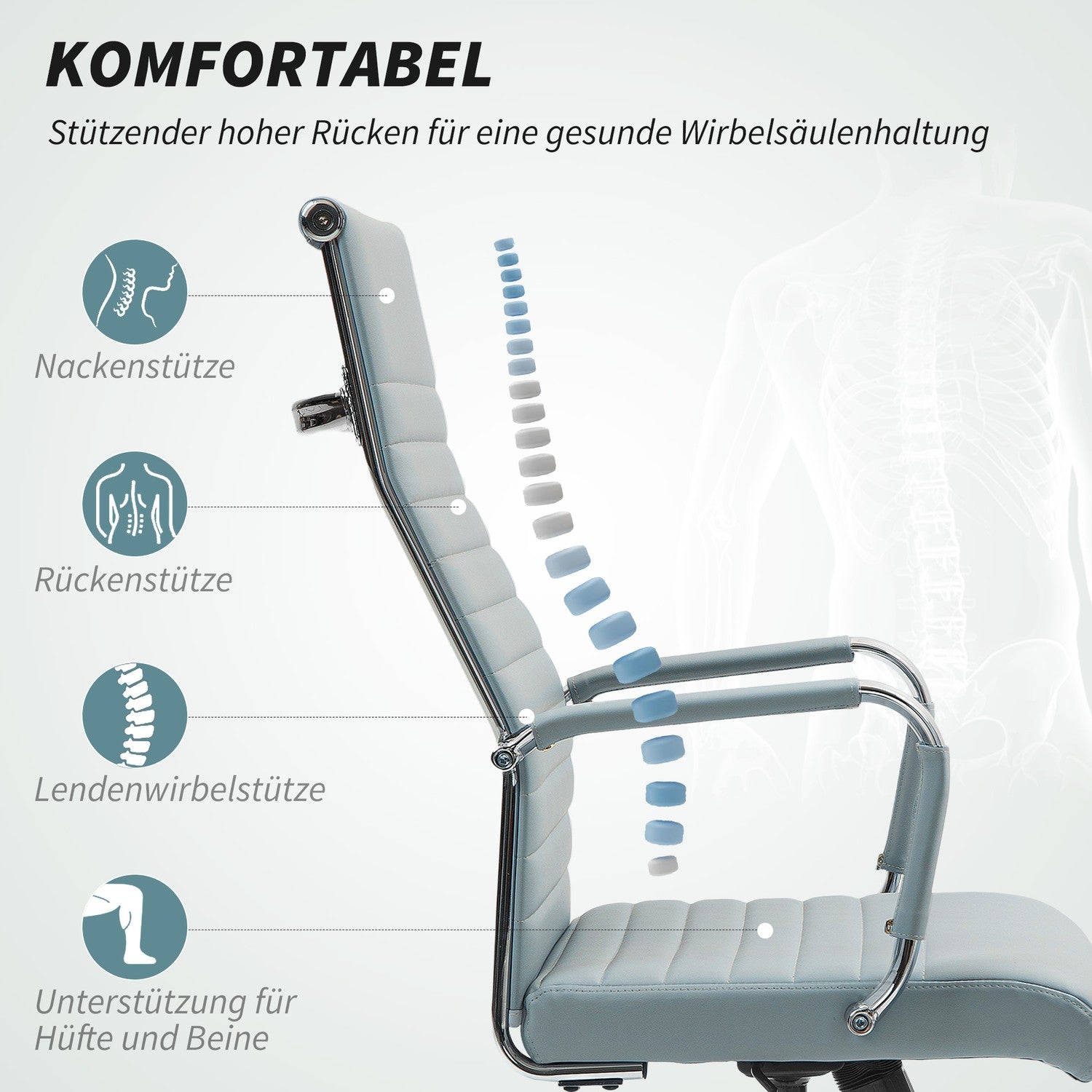 Ergonomisk kontorsstol, justerbar höjd, konstläder