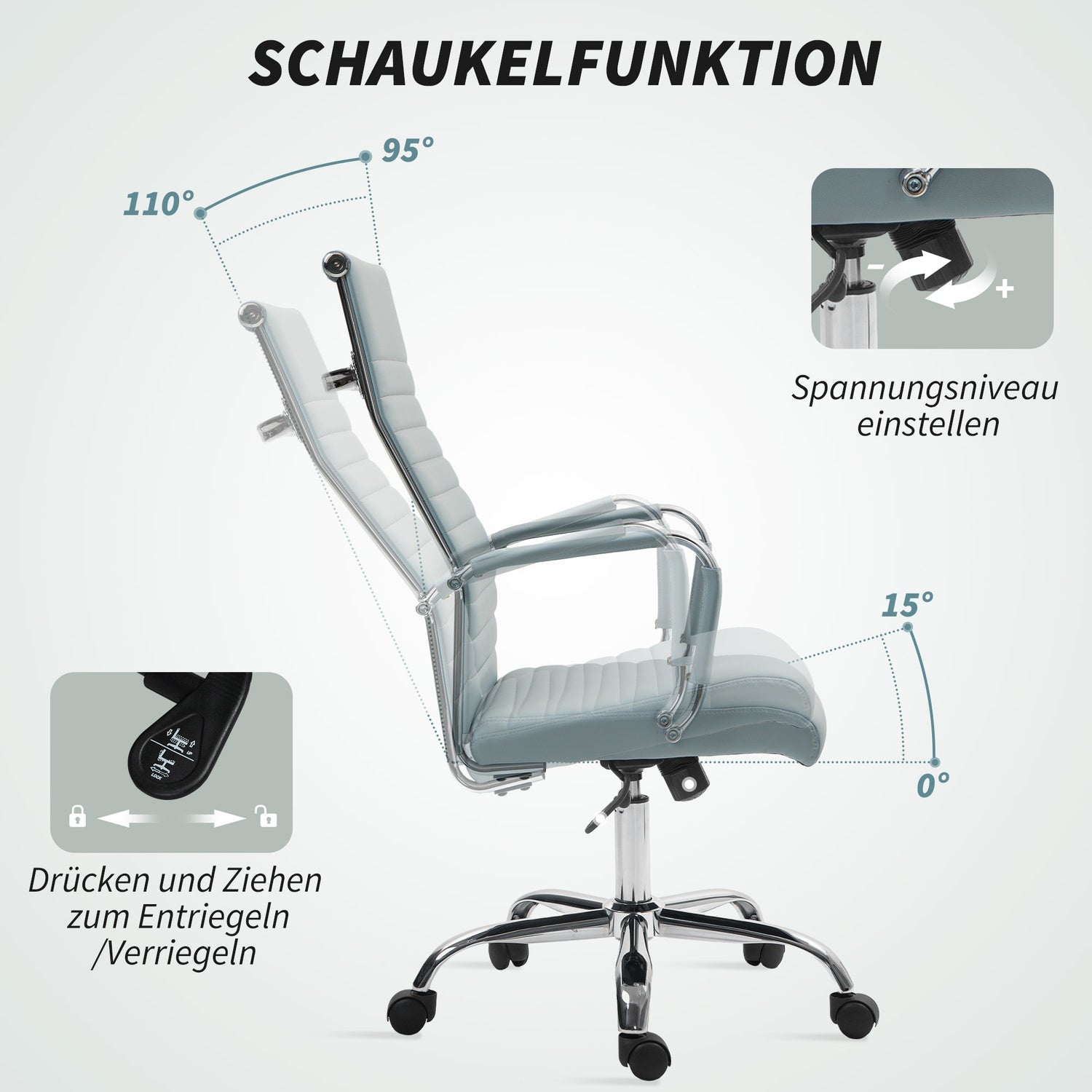 Ergonomisk kontorsstol, justerbar höjd, konstläder