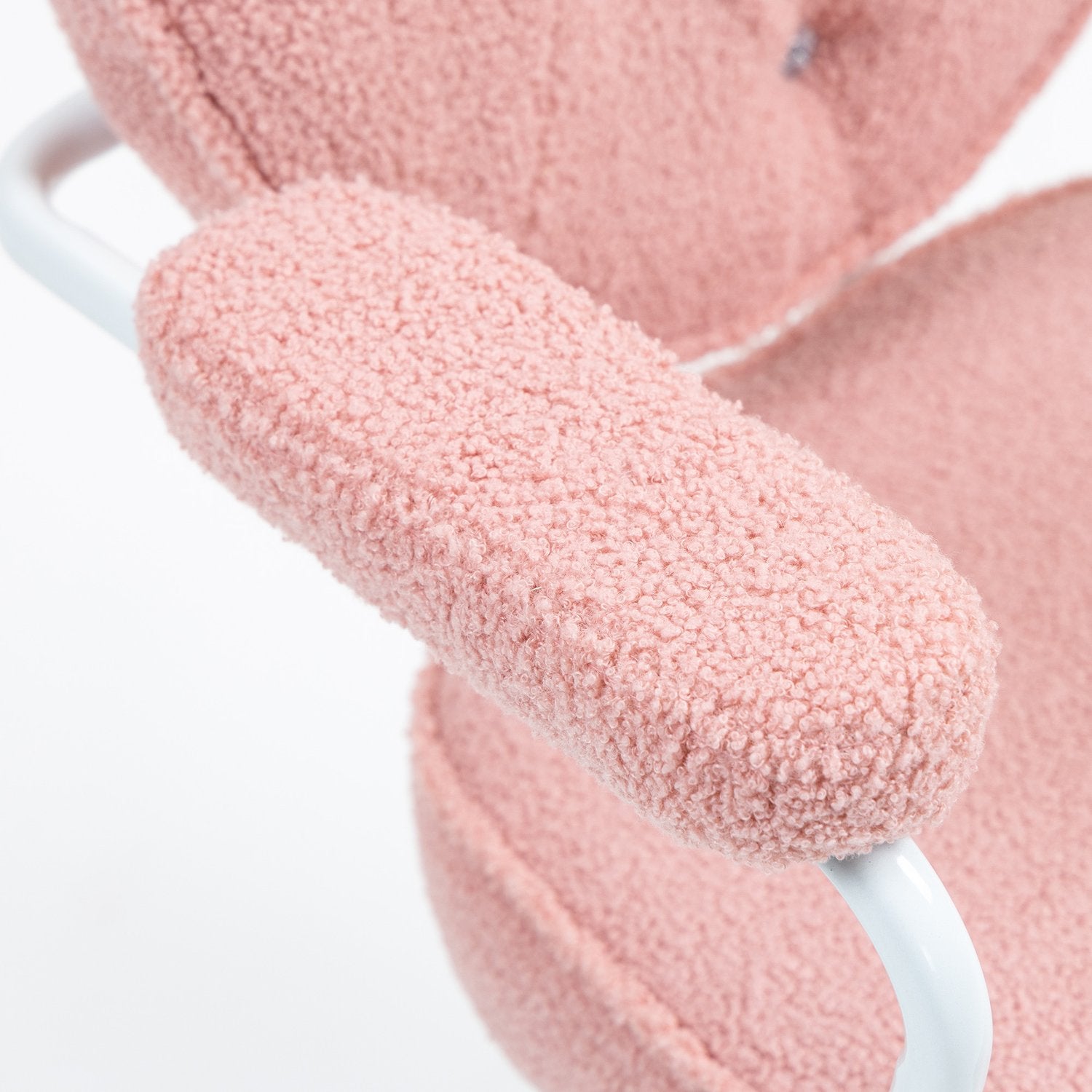 Ergonomisk rosa kontorsstol, Teddy Fleece, höjdjusterbar