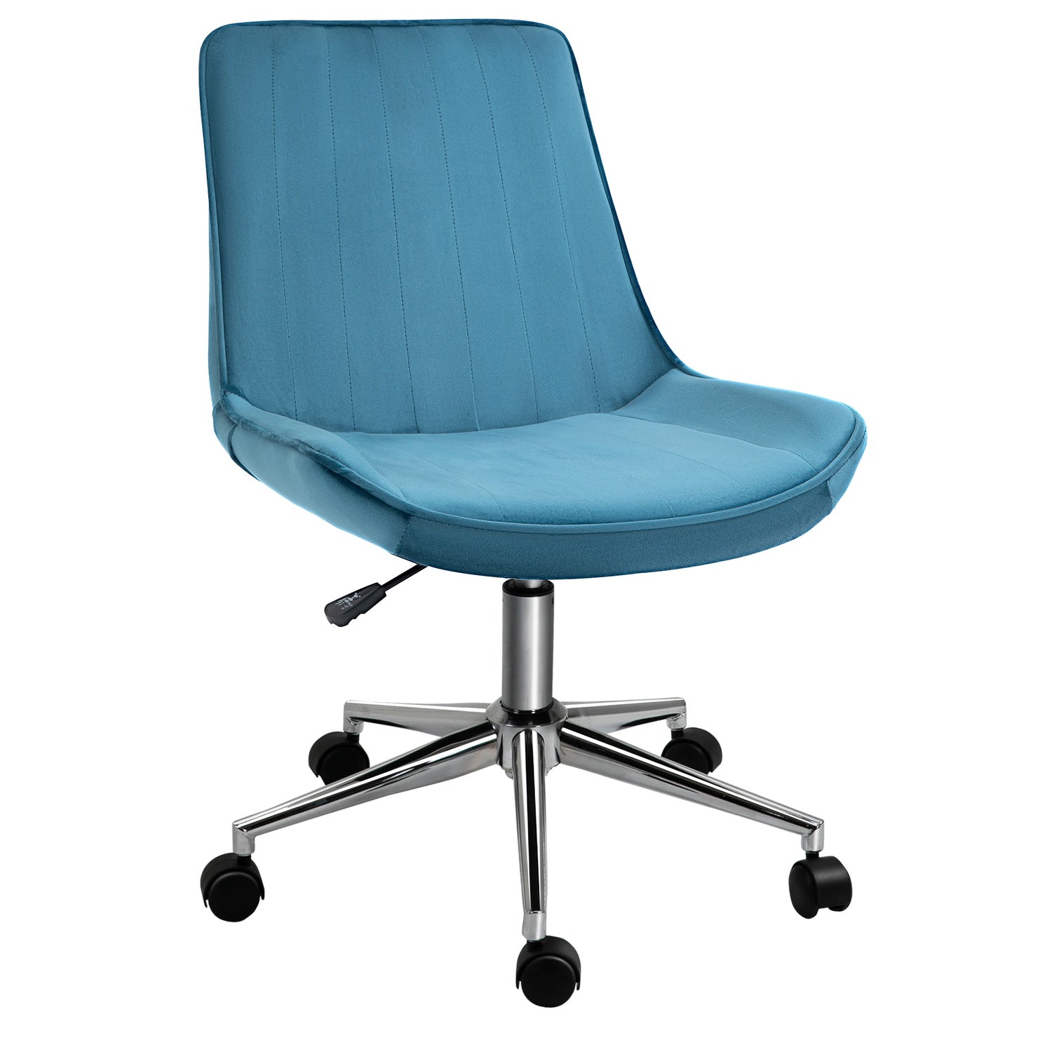 Kontorsstol, justerbar vridbar, blå sammetsklädsel