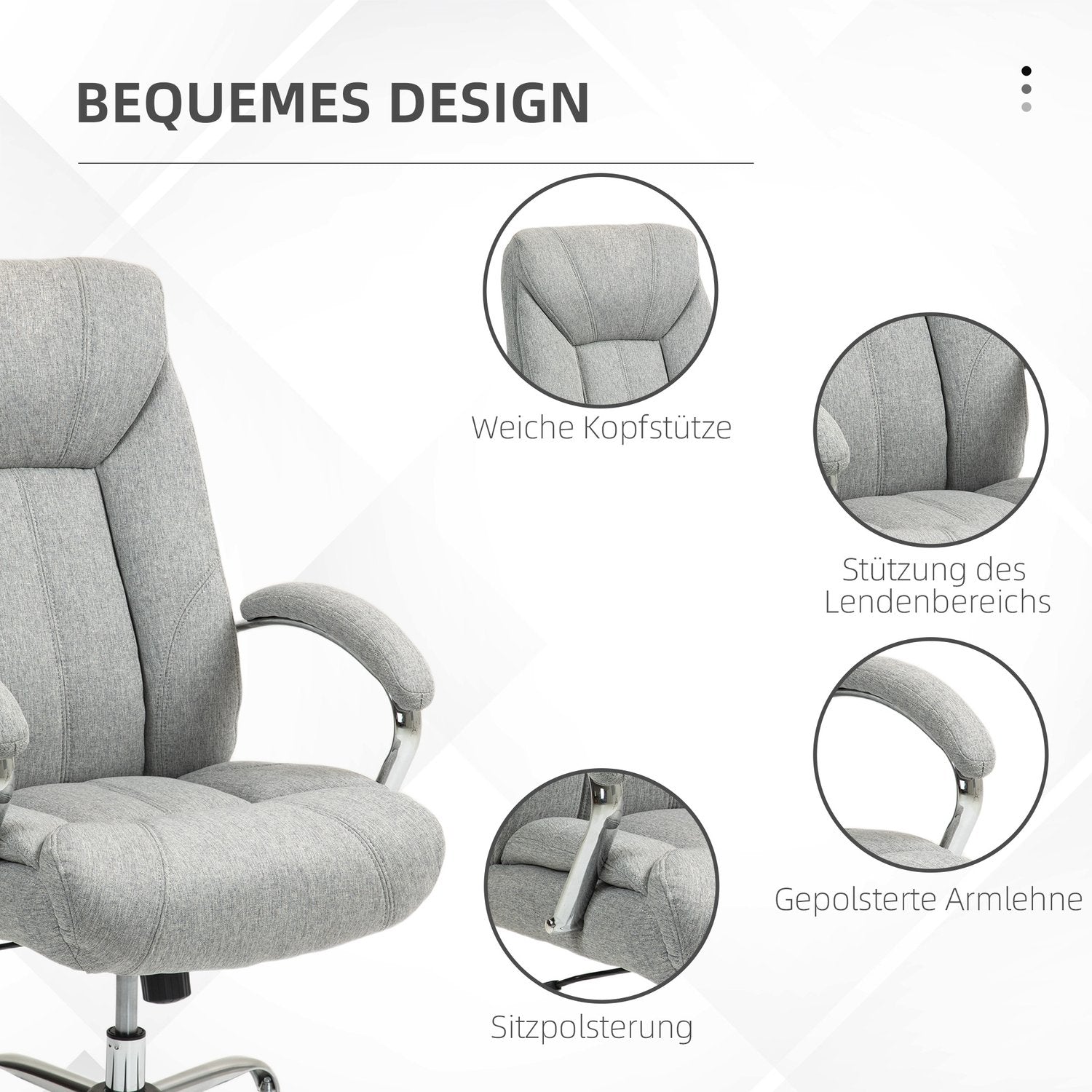 Ergonomisk vridbar kontorsstol, vadderade armstöd, justerbara