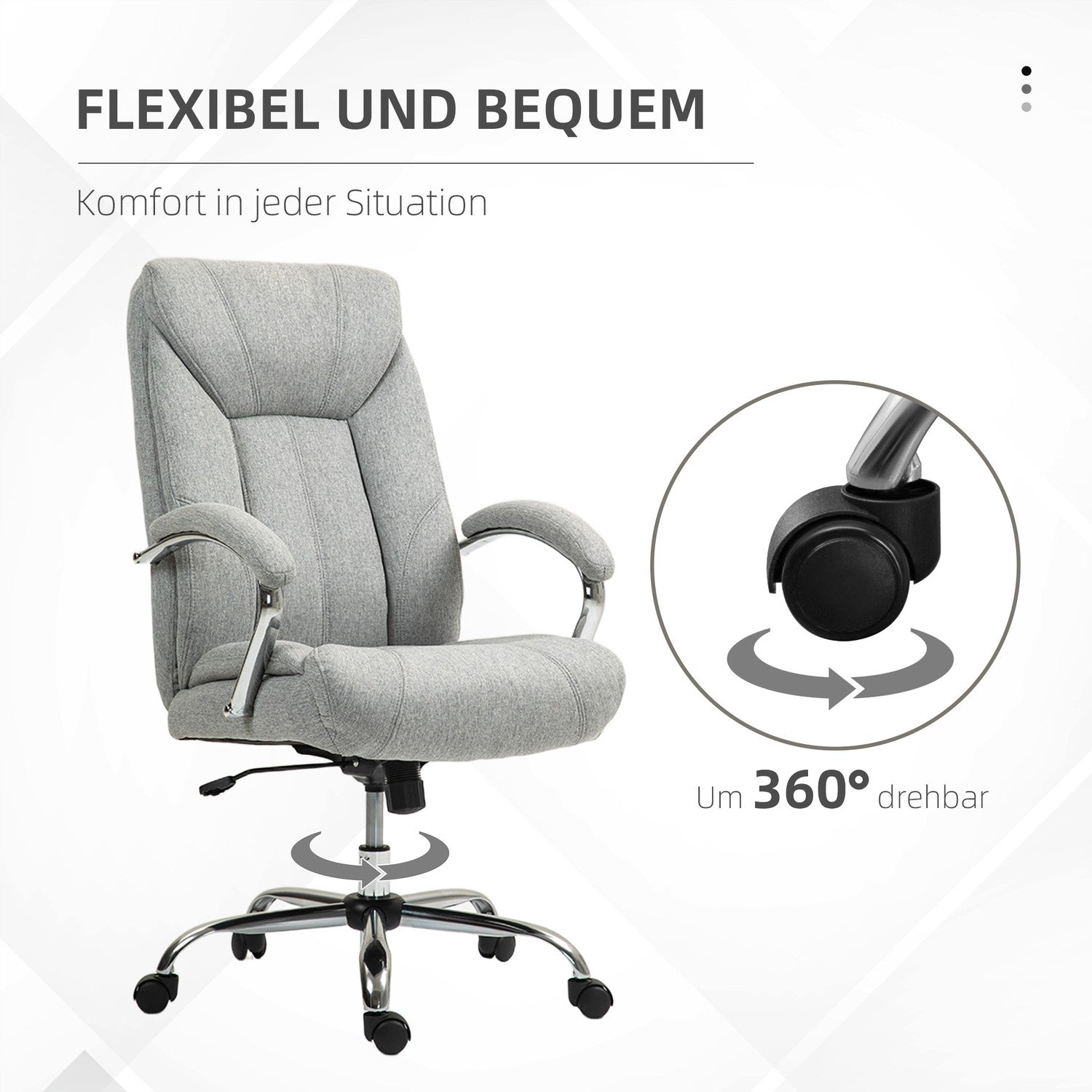 Ergonomisk vridbar kontorsstol, vadderade armstöd, justerbara