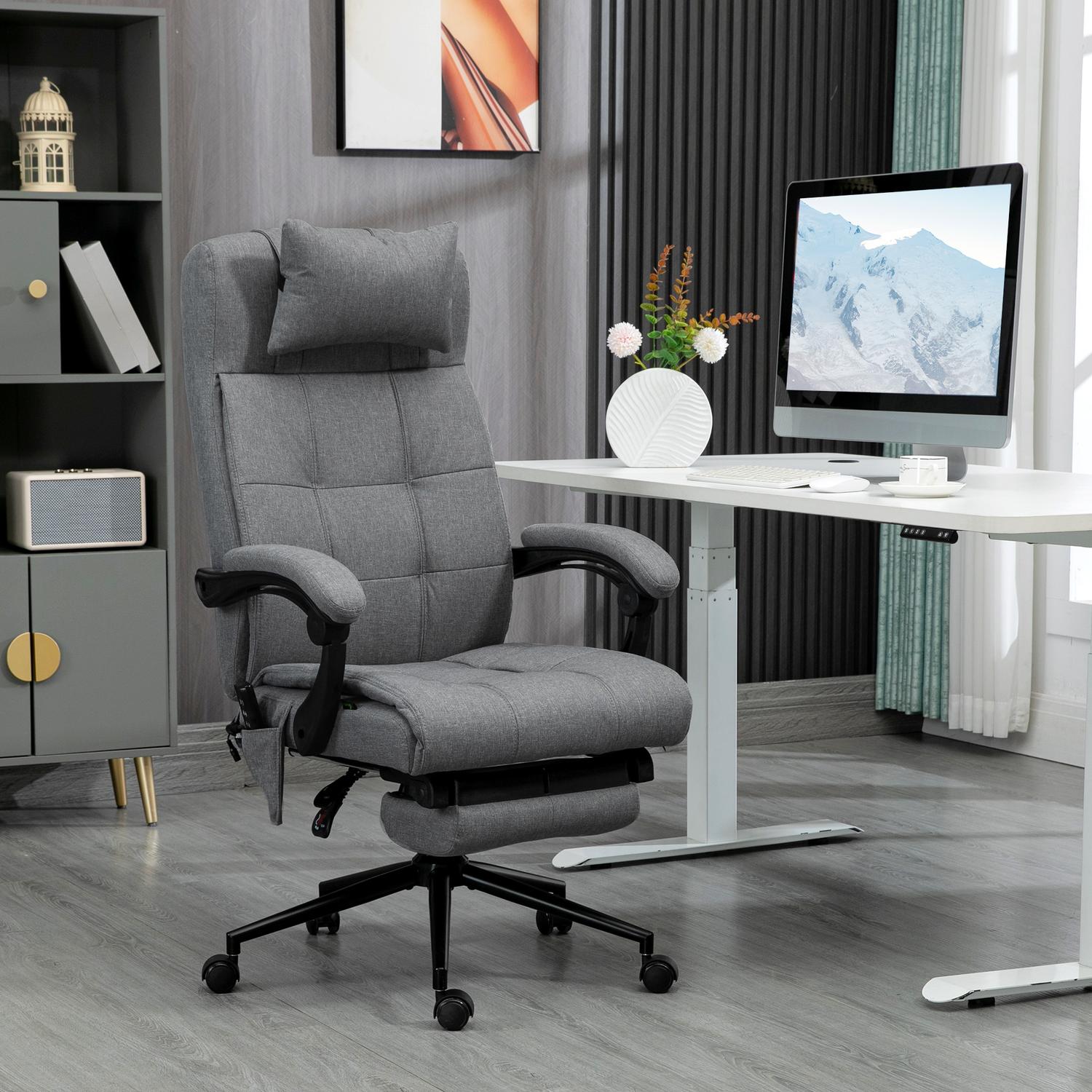 Ergonomisk kontorsstol med massage & ländryggsvärme, Grå