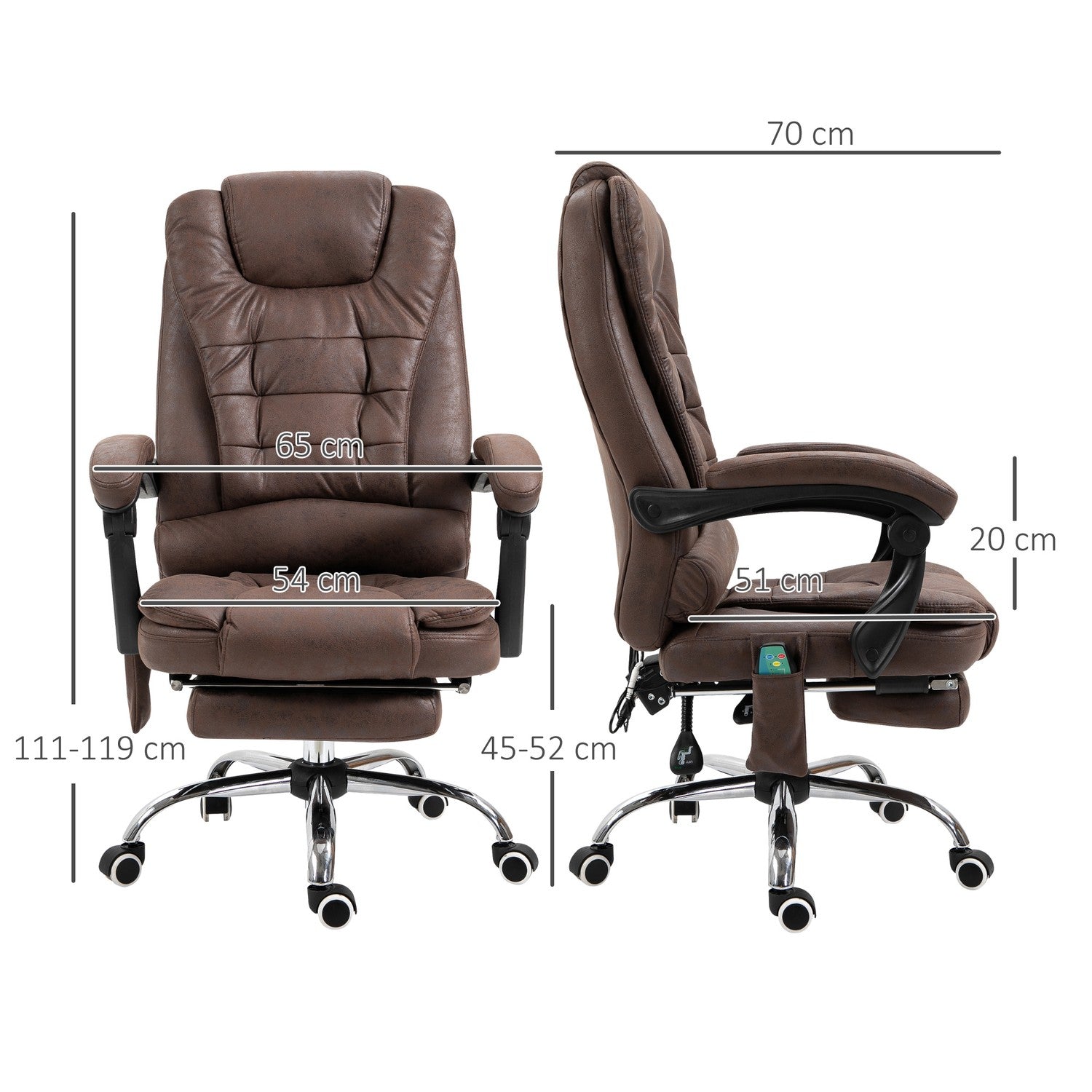 Ergonomisk kontorsstol med massage, lutning och värme