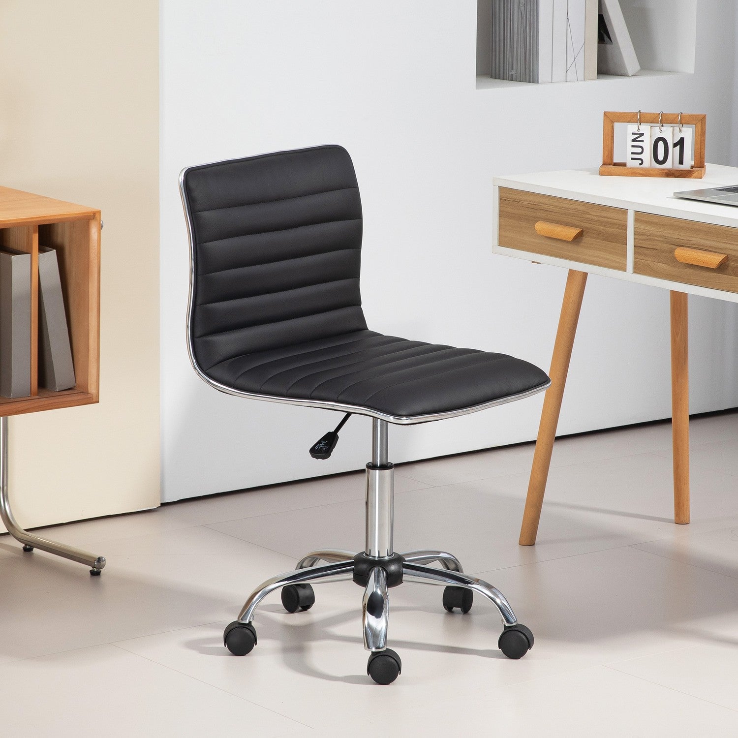 Ergonomisk kontorsstol, justerbar vridbar, svart, 120 kg Kapacitet