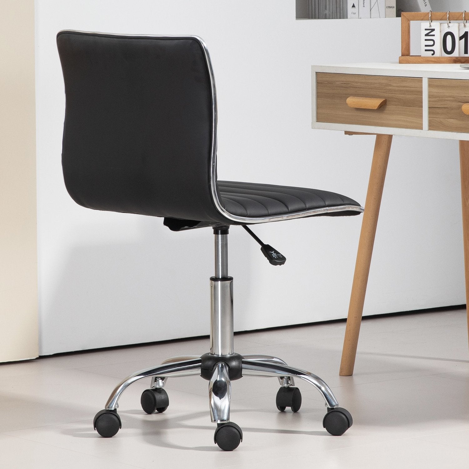 Ergonomisk kontorsstol, justerbar vridbar, svart, 120 kg Kapacitet