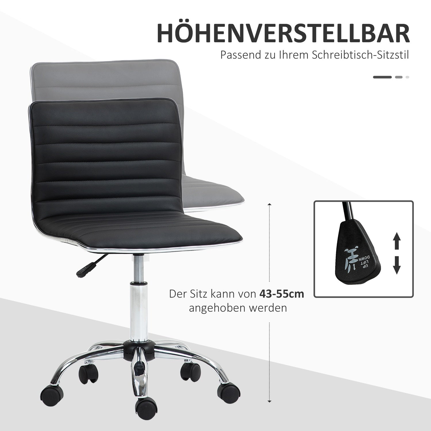 Ergonomisk kontorsstol, justerbar vridbar, svart, 120 kg Kapacitet
