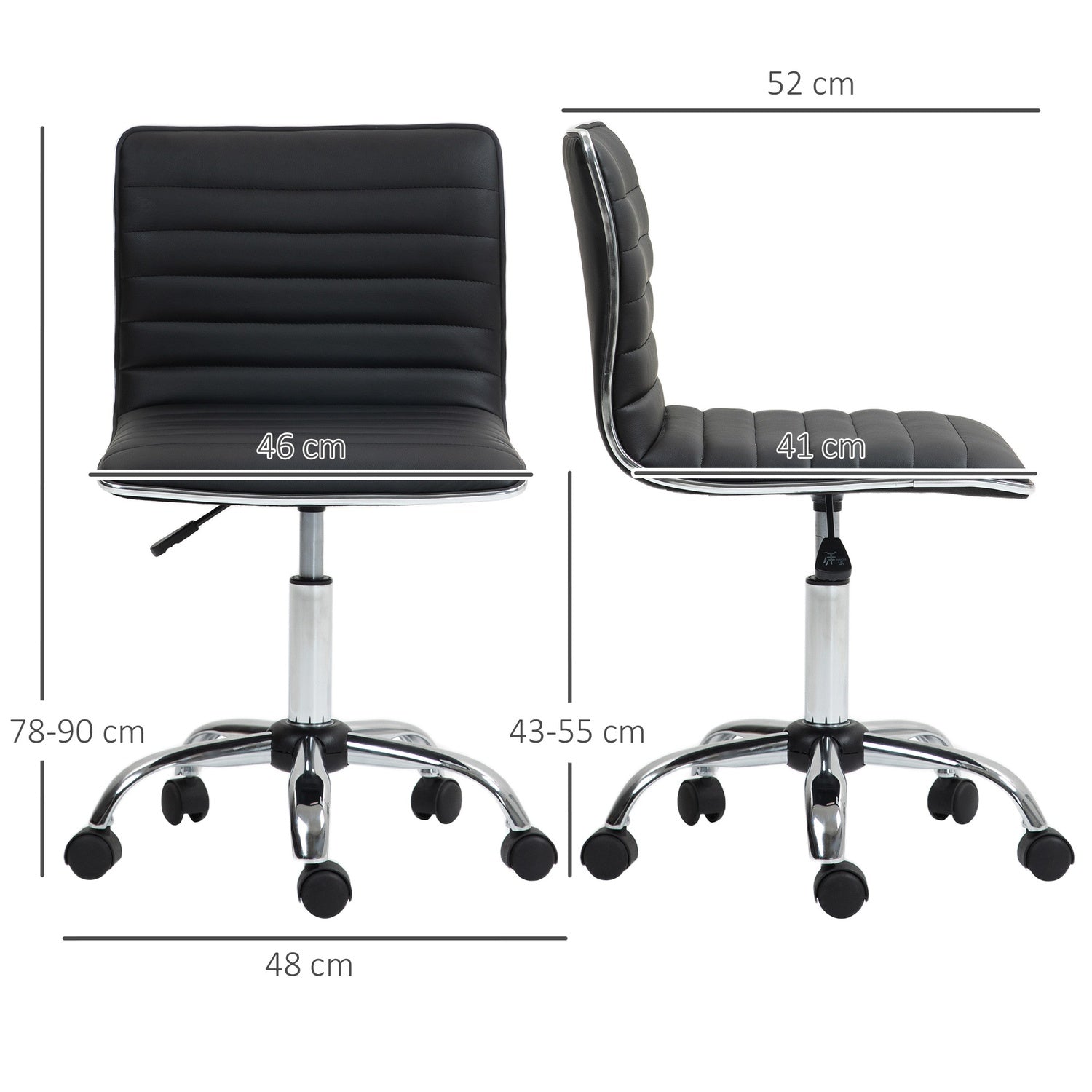 Ergonomisk kontorsstol, justerbar vridbar, svart, 120 kg Kapacitet