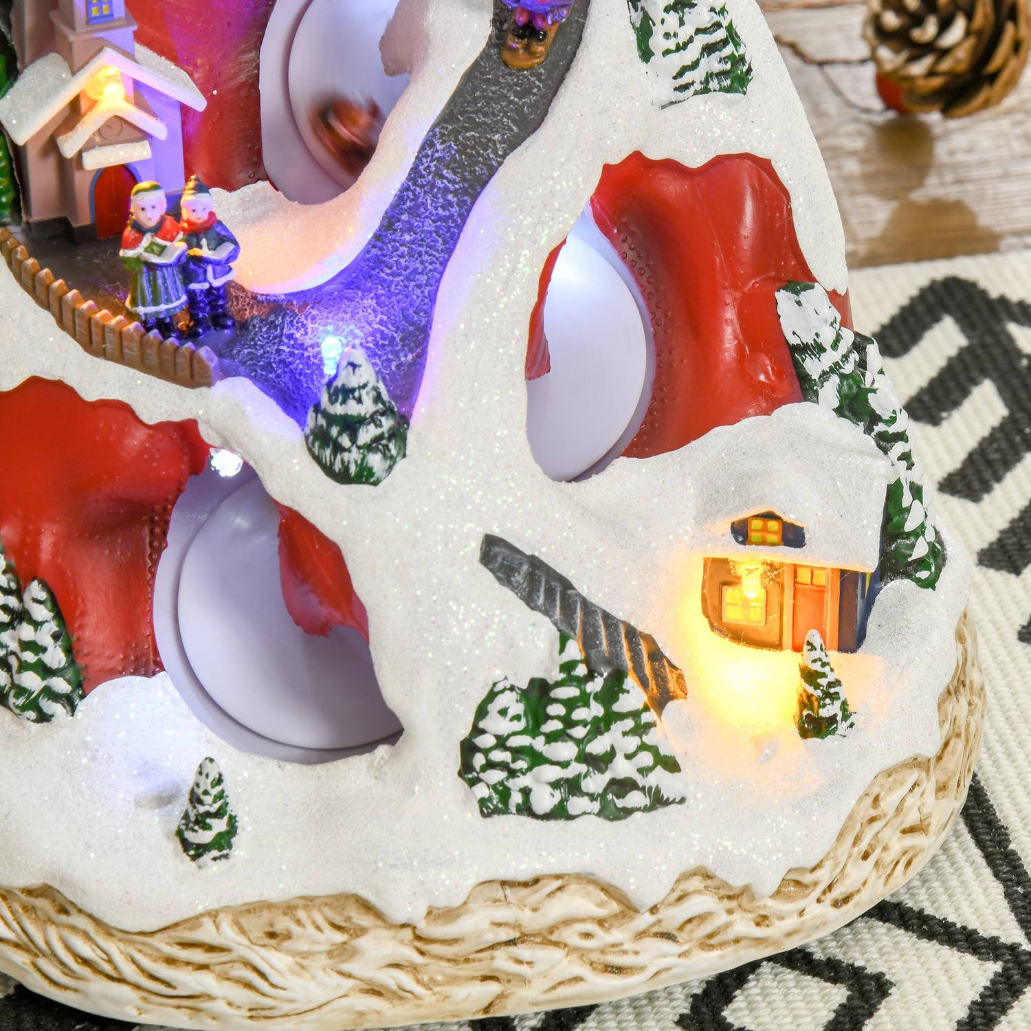 LED Christmas Village dekoration med musik, flerfärgad