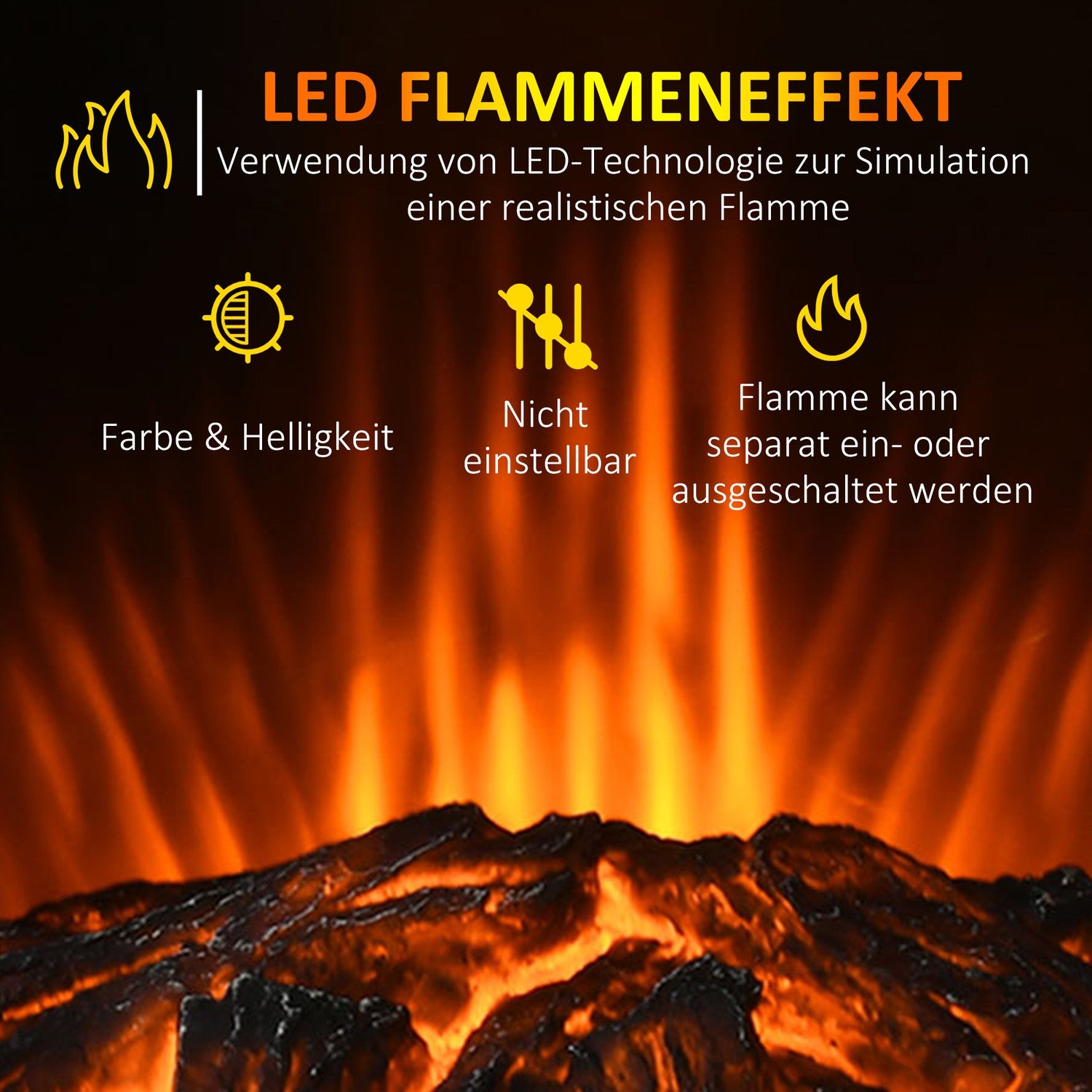 LED elektrisk spisvärmare med Flameffekt, 2 värmenivåer