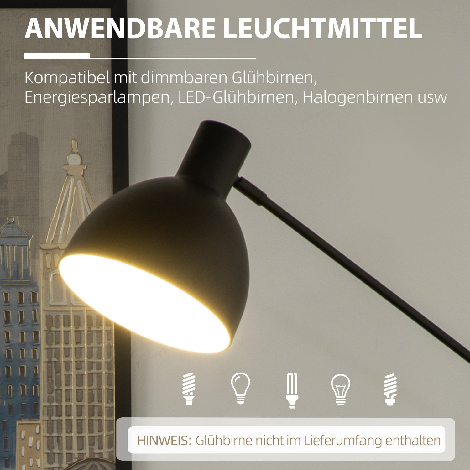 LED-golvlampa med justerbart stativ och dimbart ljus