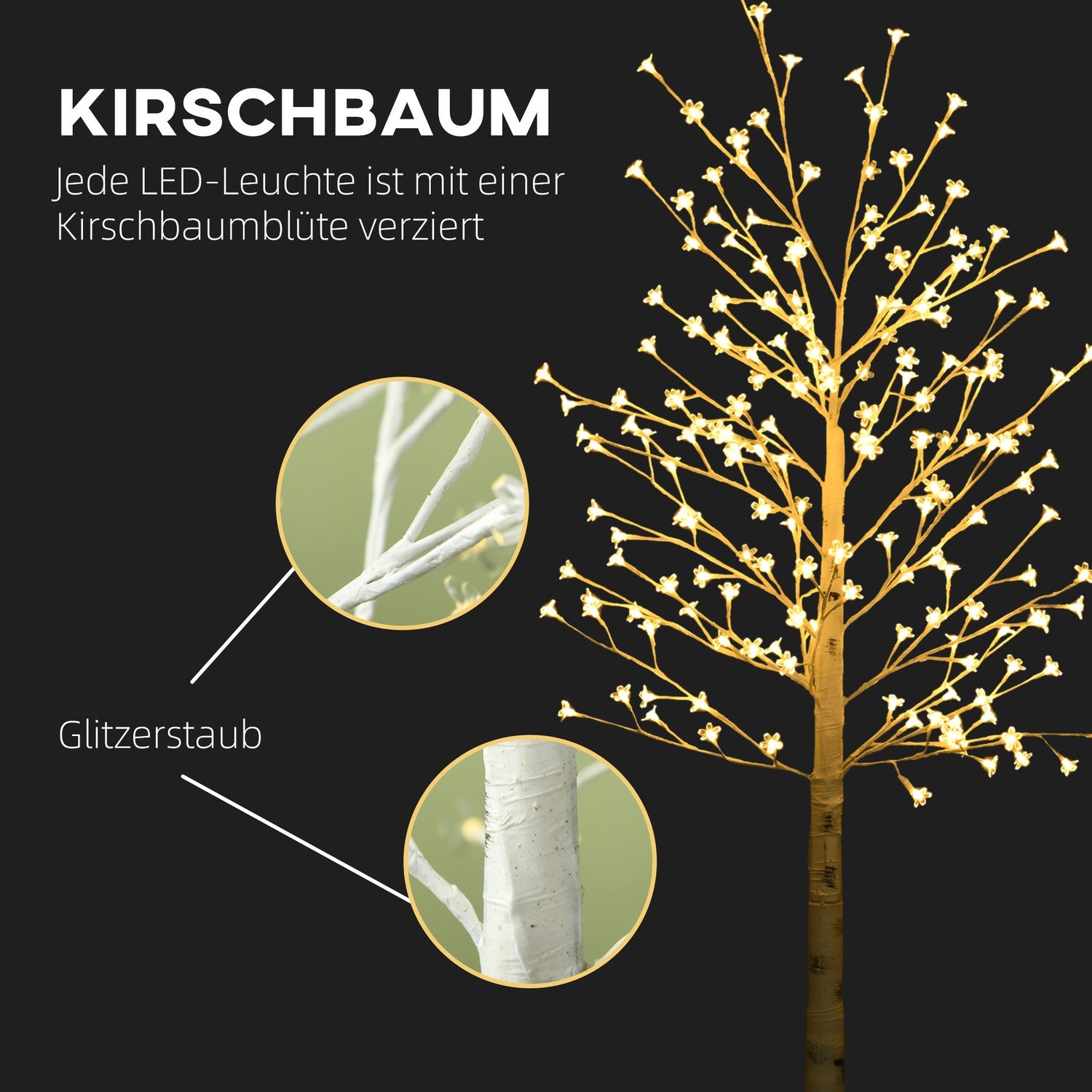 LED-körsbärsträd, 180 lysdioder, 3 ljusstyrkanivåer, 180 cm