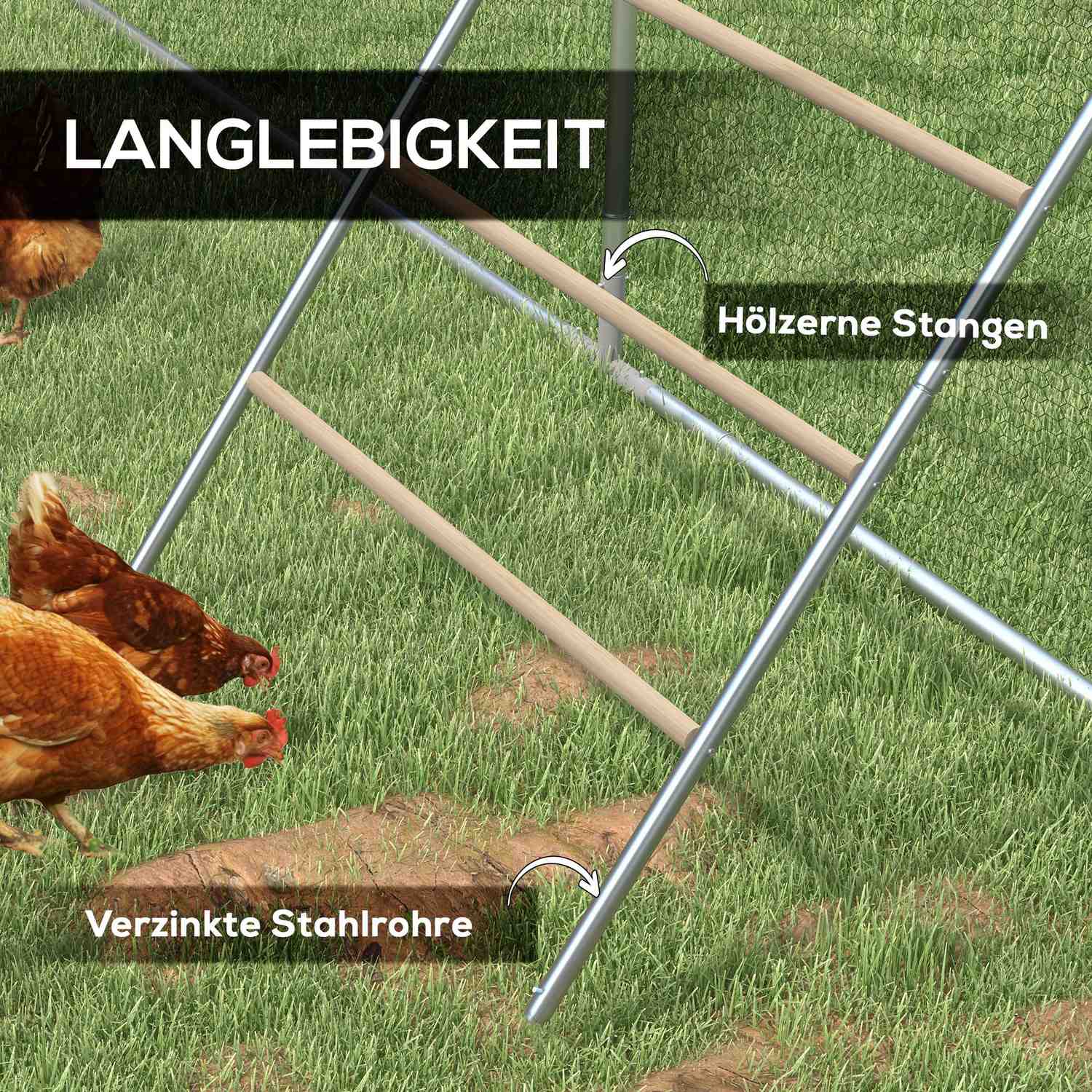 Lekplatsstege för kyckling i trä – 140 x 86 cm, naturligt trä