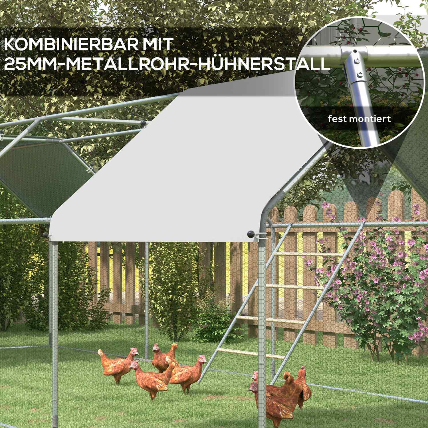 Lekplatsstege för kyckling i trä – 140 x 86 cm, naturligt trä