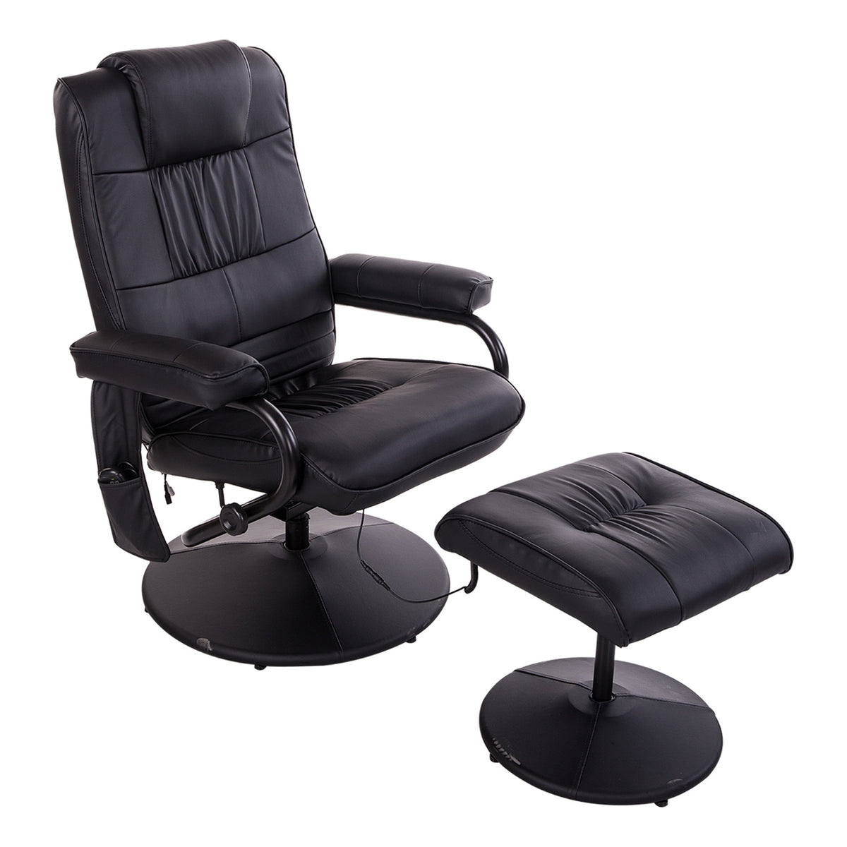 Liggande massagestol, 360° vridbar, fjärrkontroll, svart